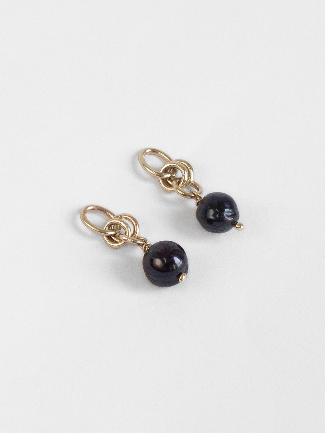 The Lair Jewellery Tansui Earrings Black Keshi Pearl 9ct Yellow Gold