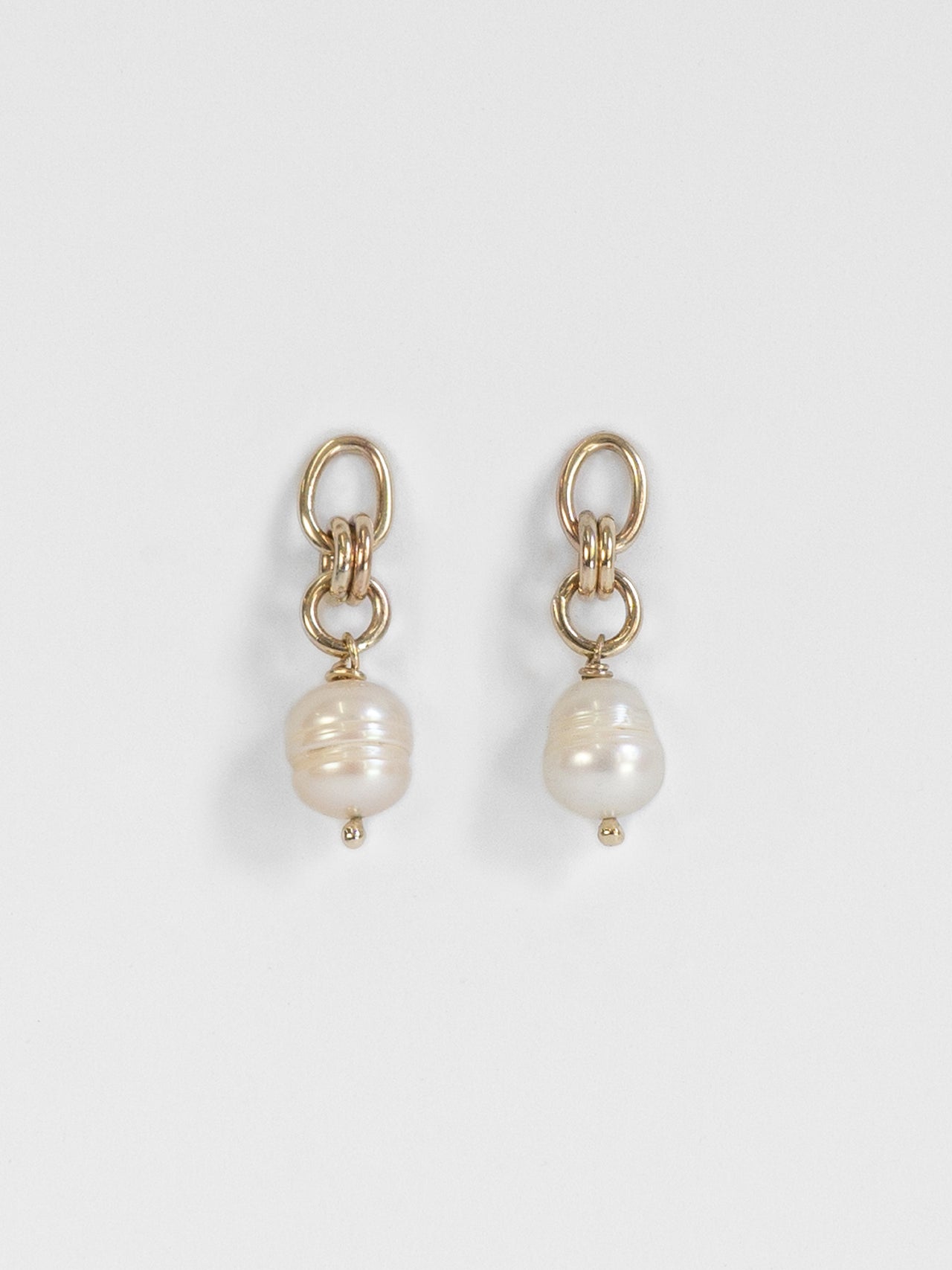 The Lair Jewellery Tansui Earrings White Keshi Pearl 9ct Yellow Gold