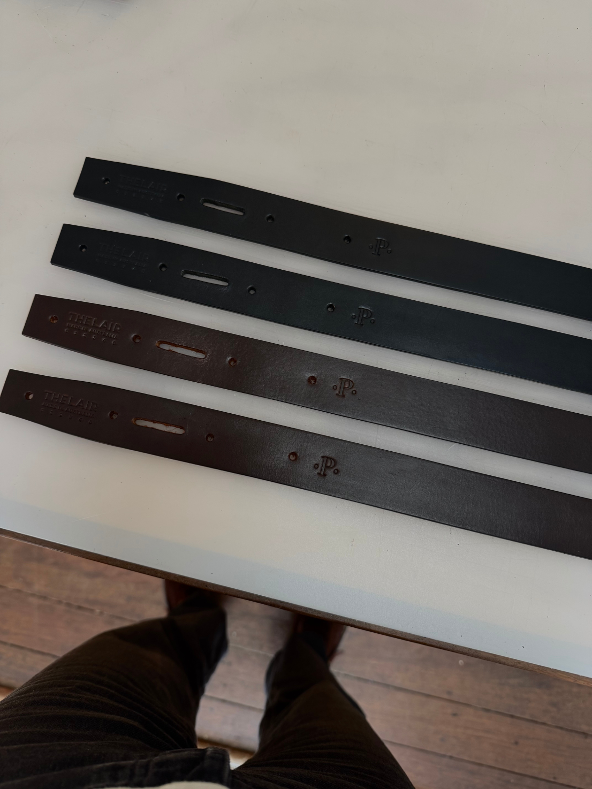 PIECES by The Lair Luen Burnished Oval Belt Black Brass