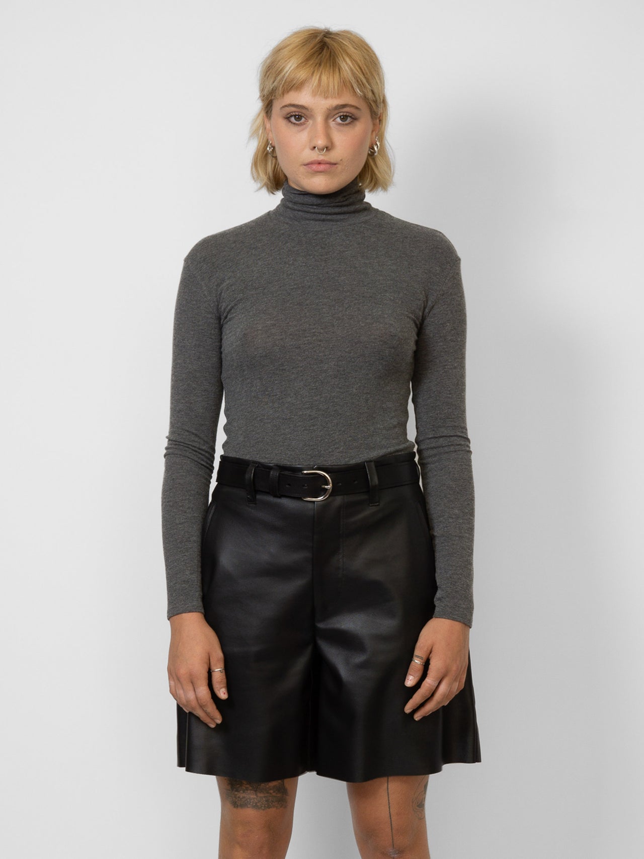 BRUVEL Milou Leather Shorts Black