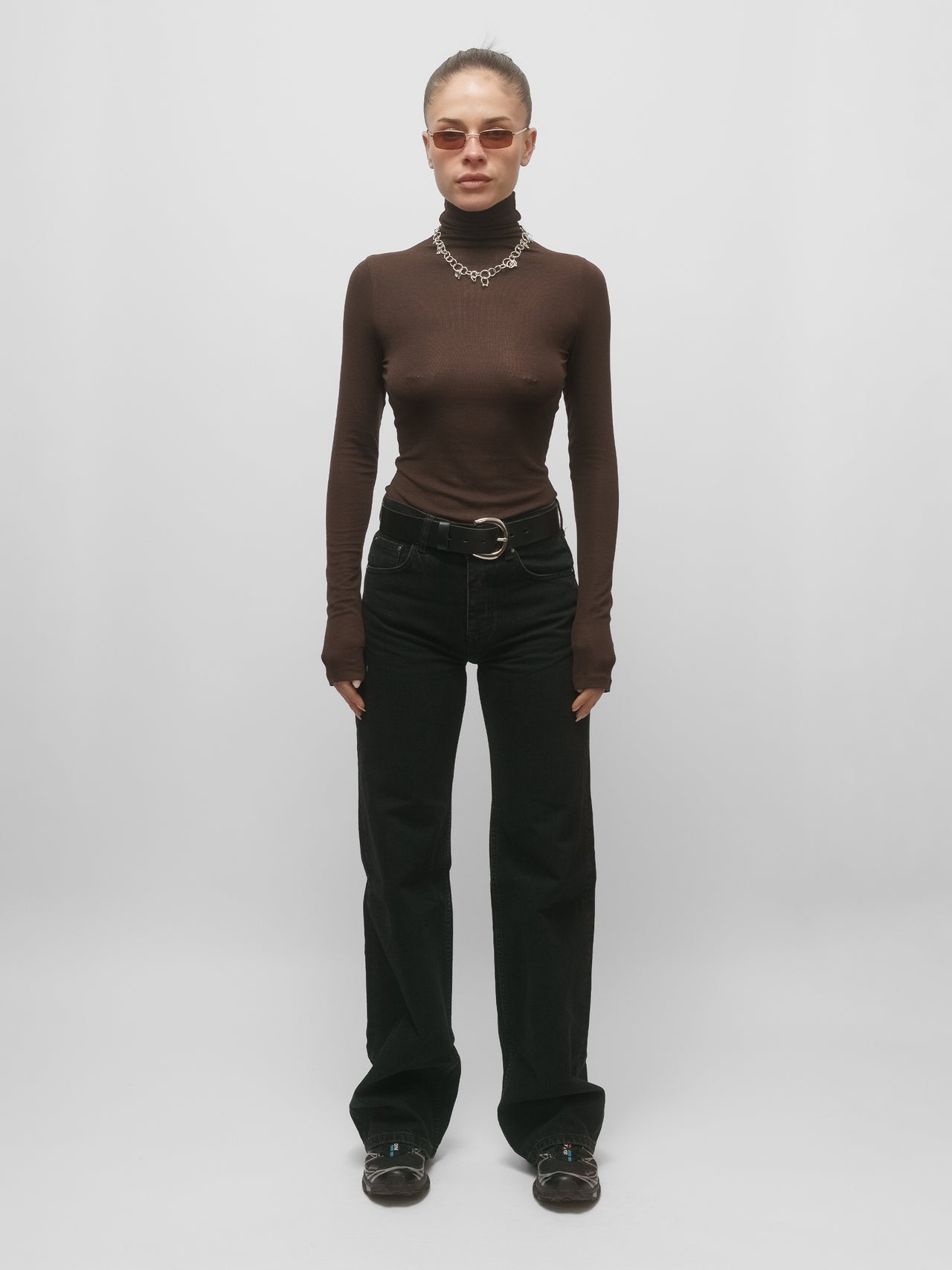 The Lair Apparel Anja Mock Neck Long Sleeve Top Cocoa