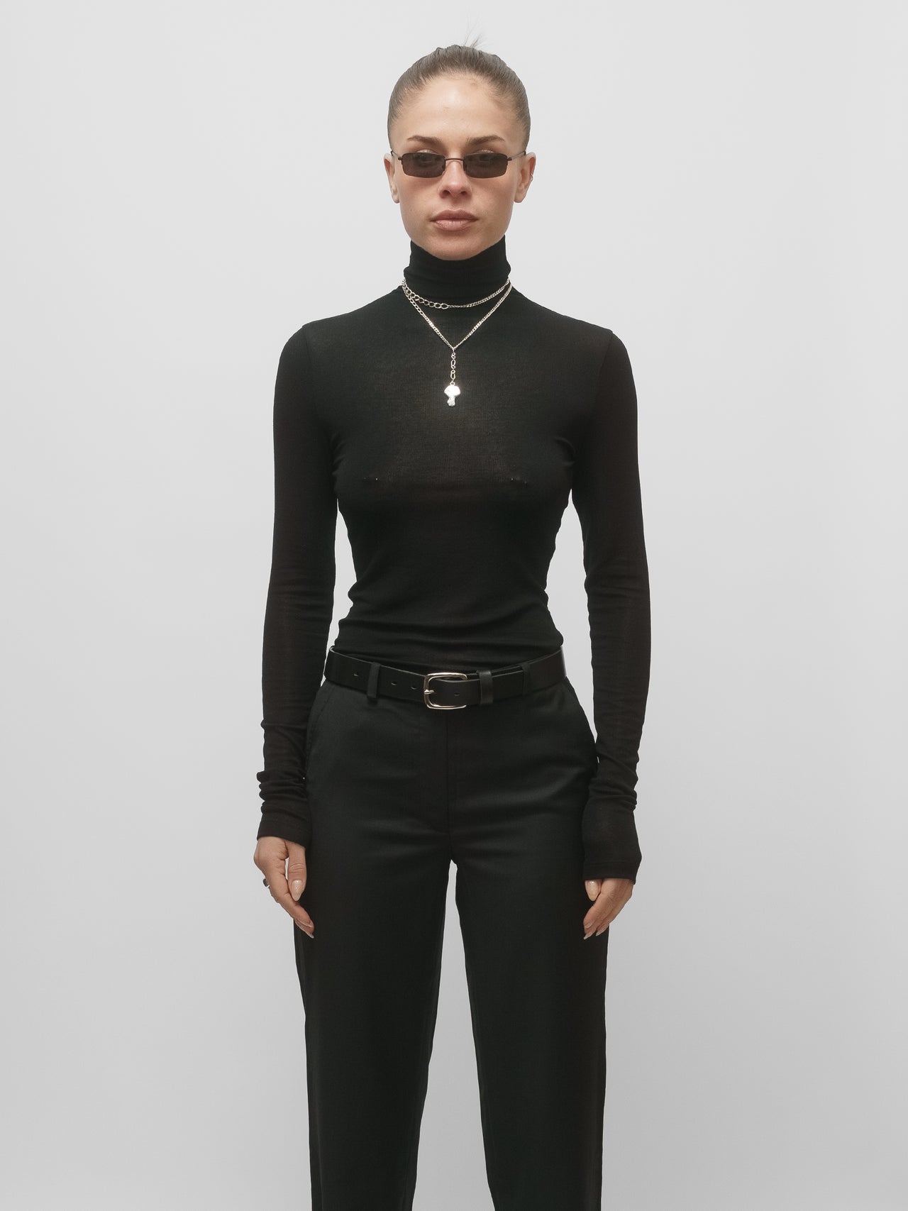 The Lair Apparel Anja Mock Neck Long Sleeve Top Black