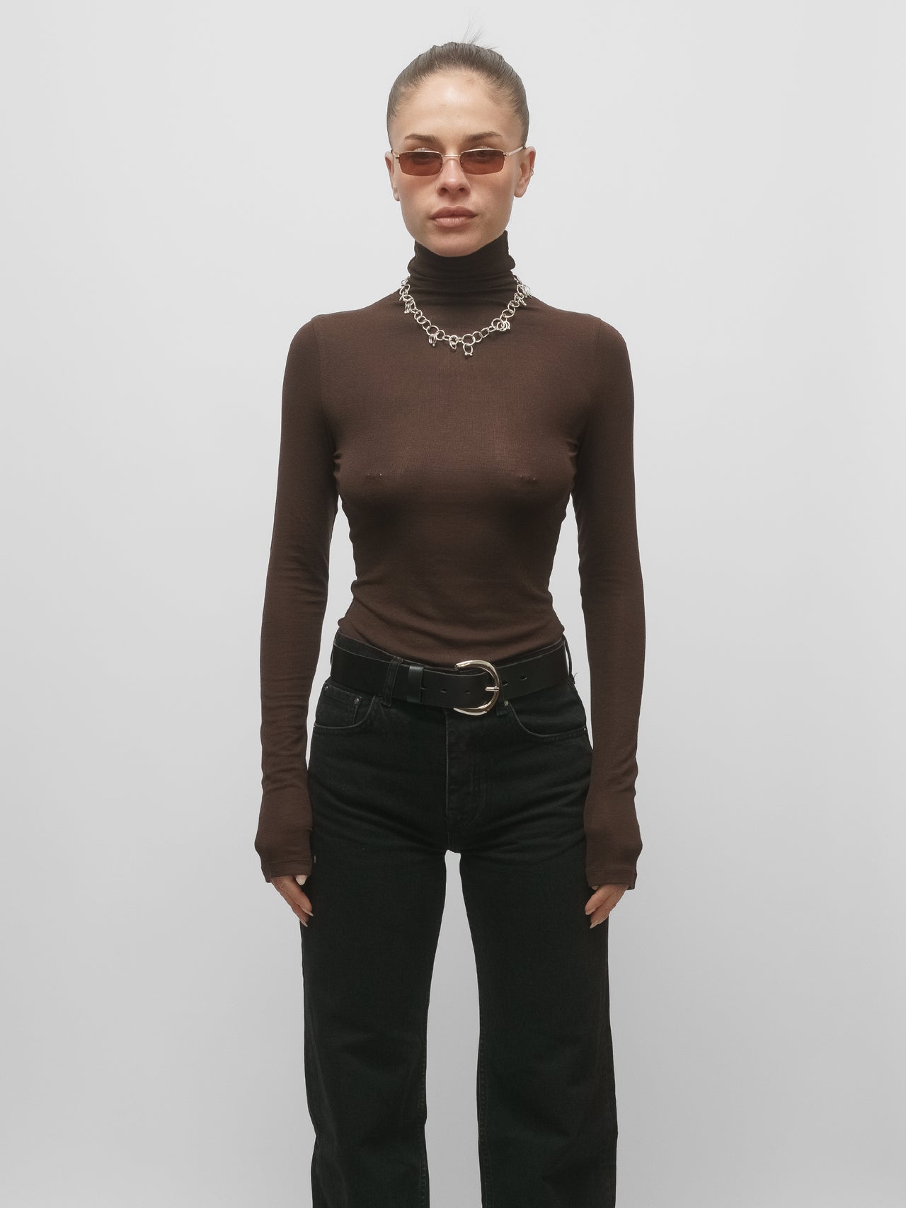 The Lair Apparel Anja Mock Neck Long Sleeve Top Cocoa