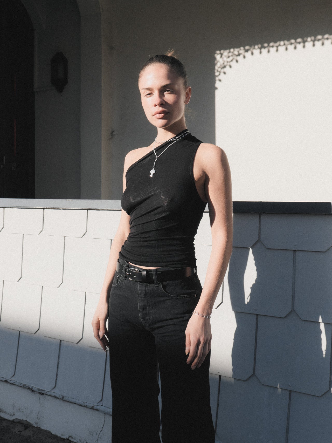 The Lair Apparel Anja One Shoulder Top Black