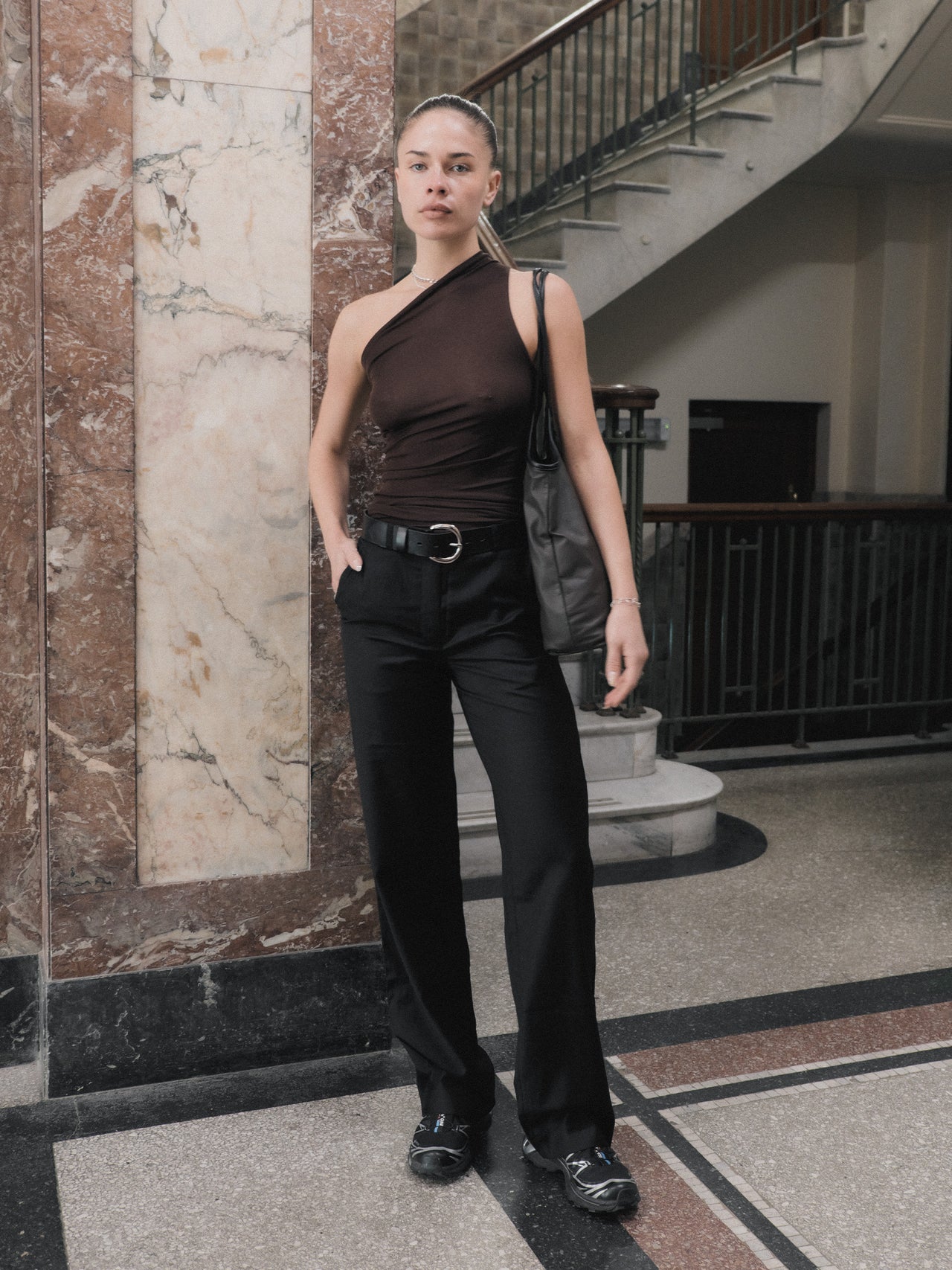 The Lair Apparel Anja One Shoulder Top Cocoa