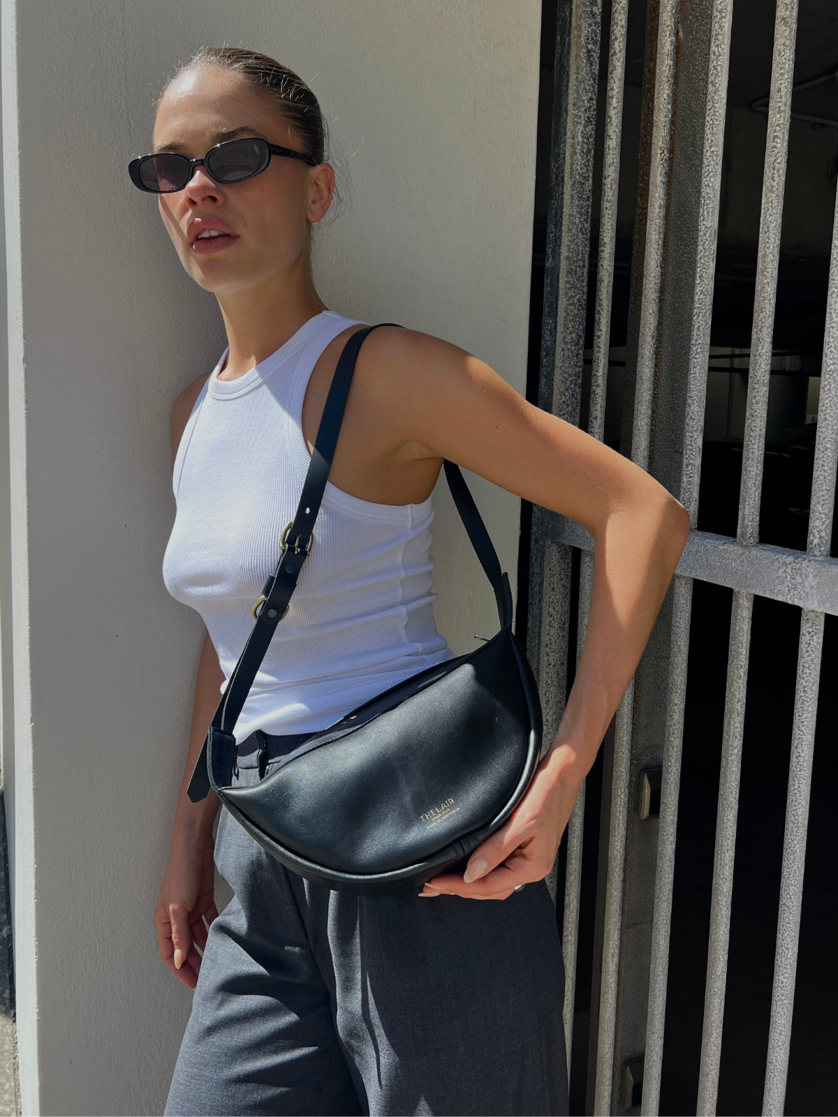 The Lair Slouch Zipper Bag Large Black Gold