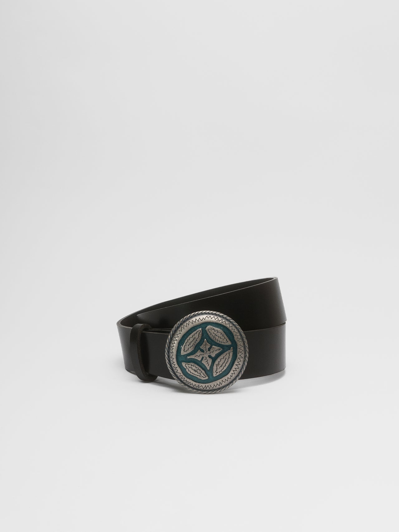 PIECES by The Lair PIECES by The Lair Vintage Italian Buckle Burnished Belt 1 Black XS-S