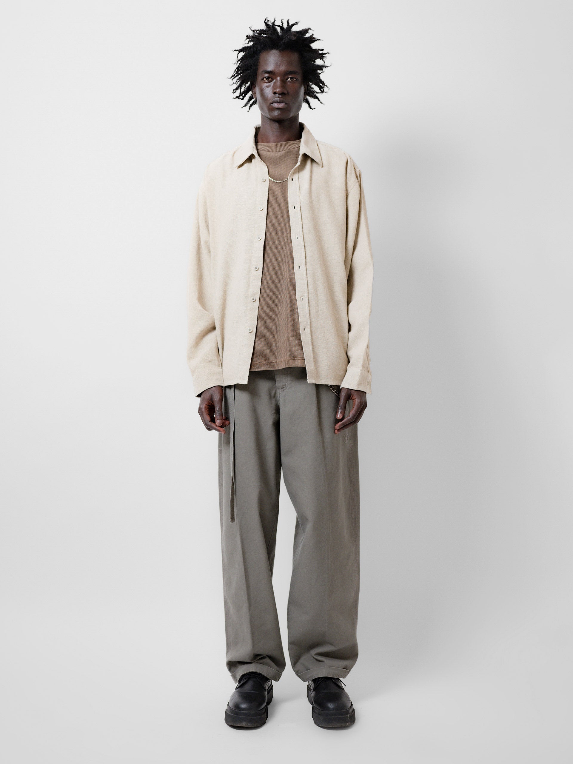 Beach Brains Pleated Work Pants Pewter Green