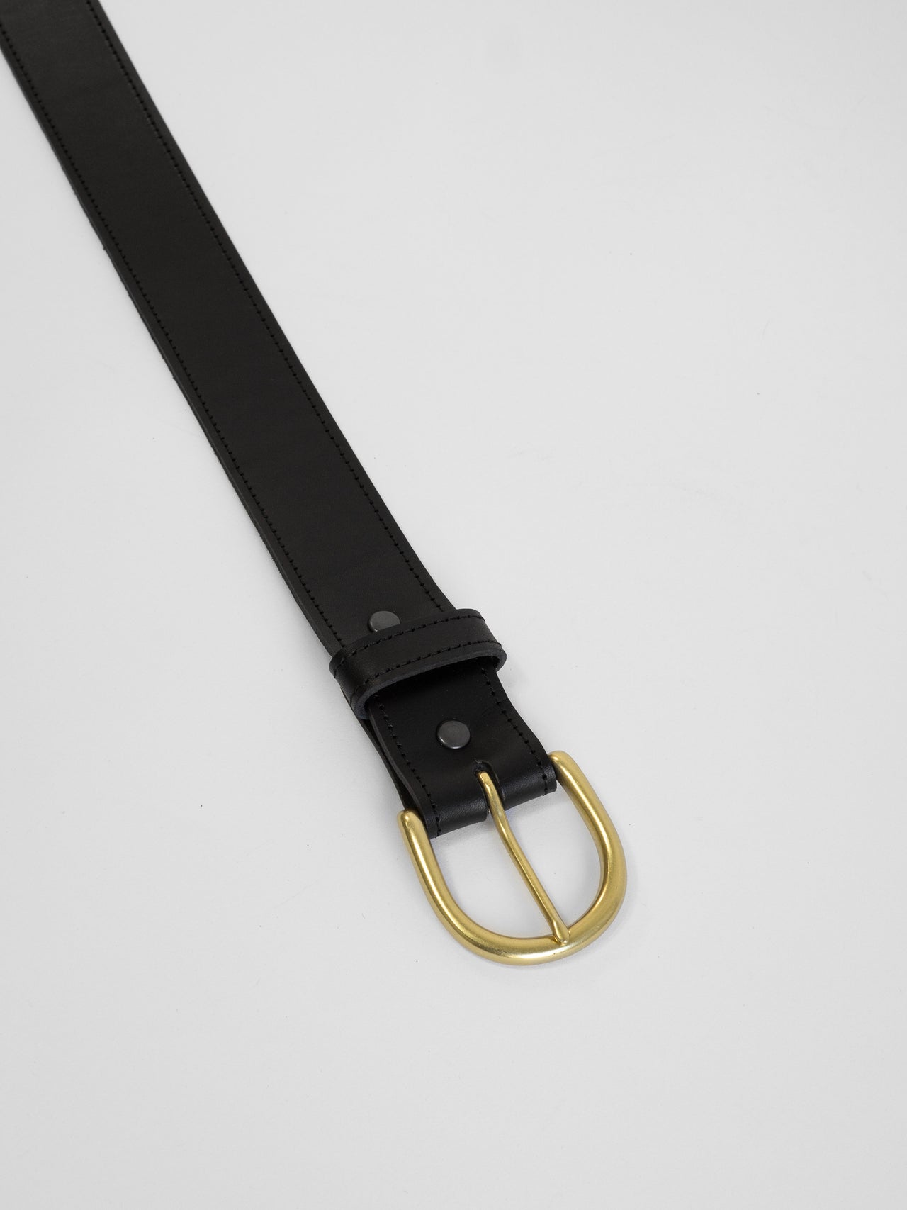 The Lair Maya Black Stitch Belt Wide Brass