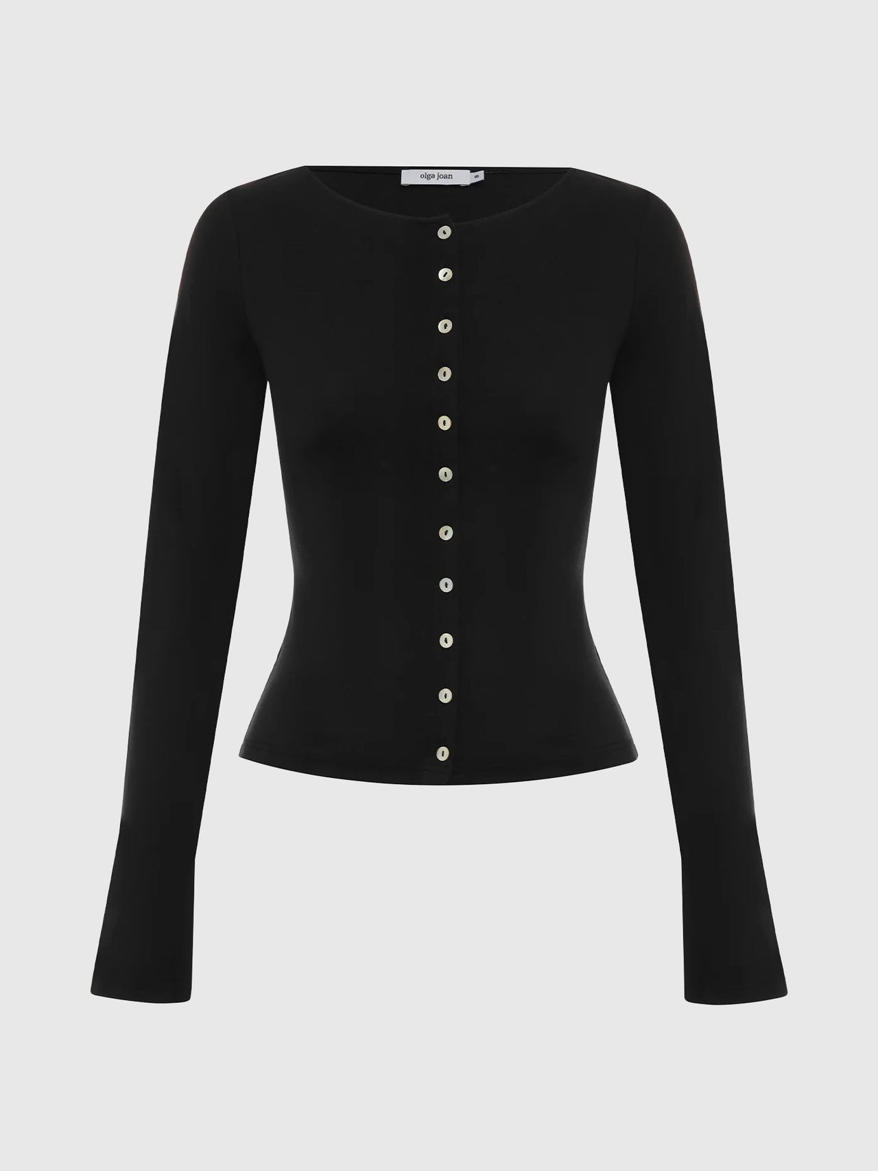 Olga Joan Button-Through Long Sleeve Top Nera