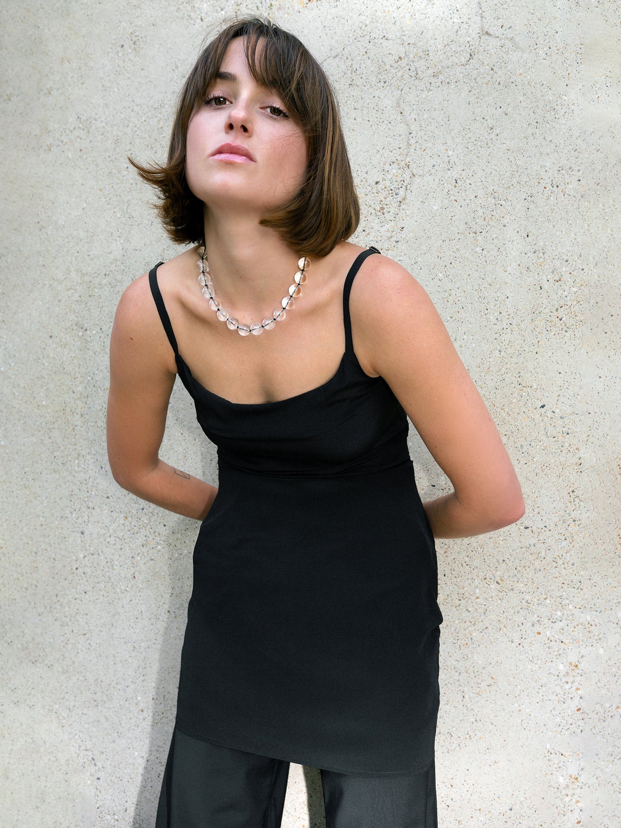 Olga joan Structured Silk Mini Dress Nera