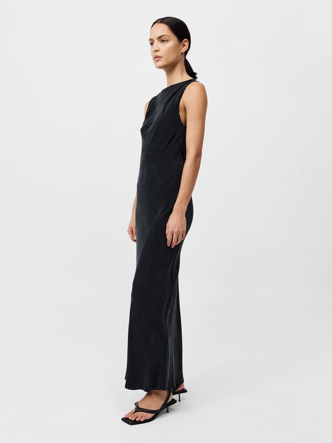 St. Agni Draped Cowl Dress Black