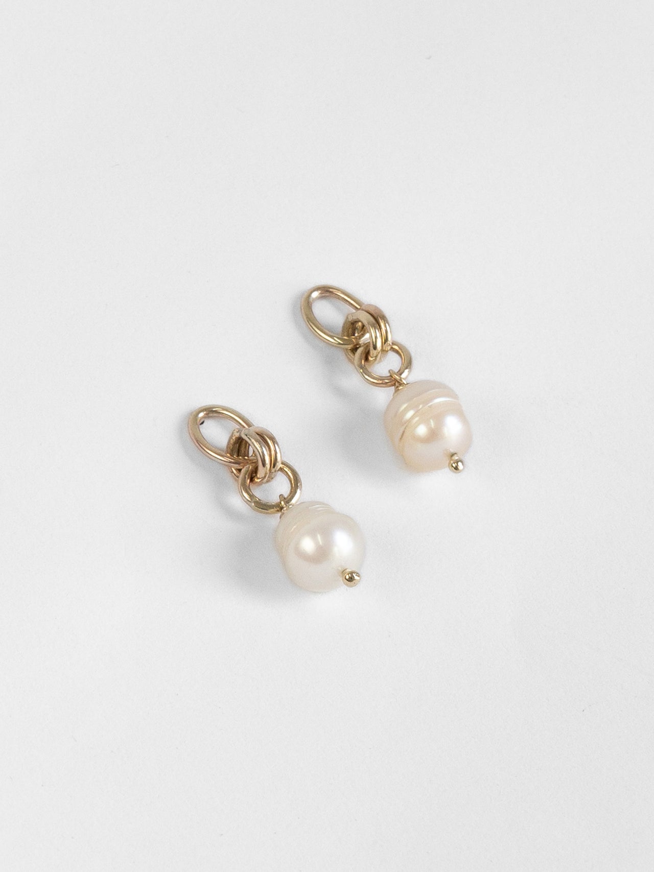 The Lair Jewellery Tansui Earrings White Keshi Pearl 9ct Yellow Gold