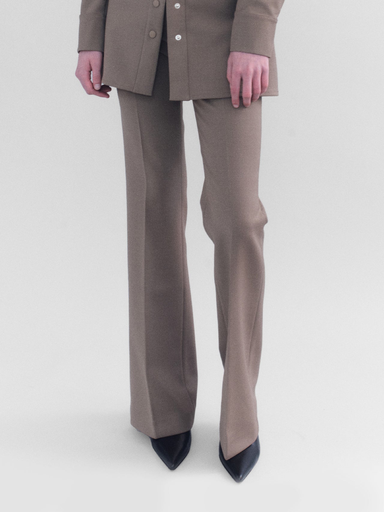 Courtney Zheng Celina Stretch Wool Tailored Pant Taupe
