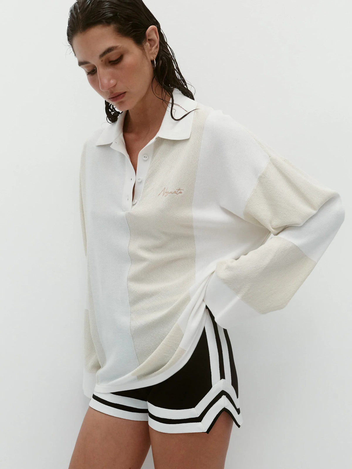 NAGNATA Club Stripe Polo Oat
