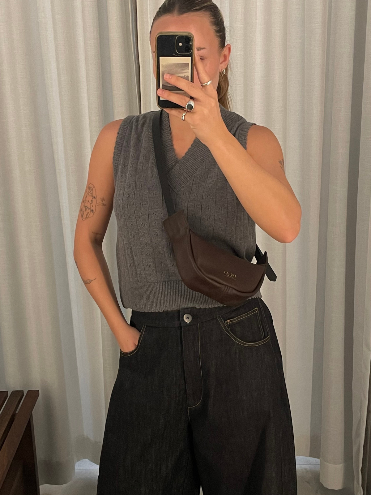 The Lair Slouch Zipper Mini Mahogany Gold