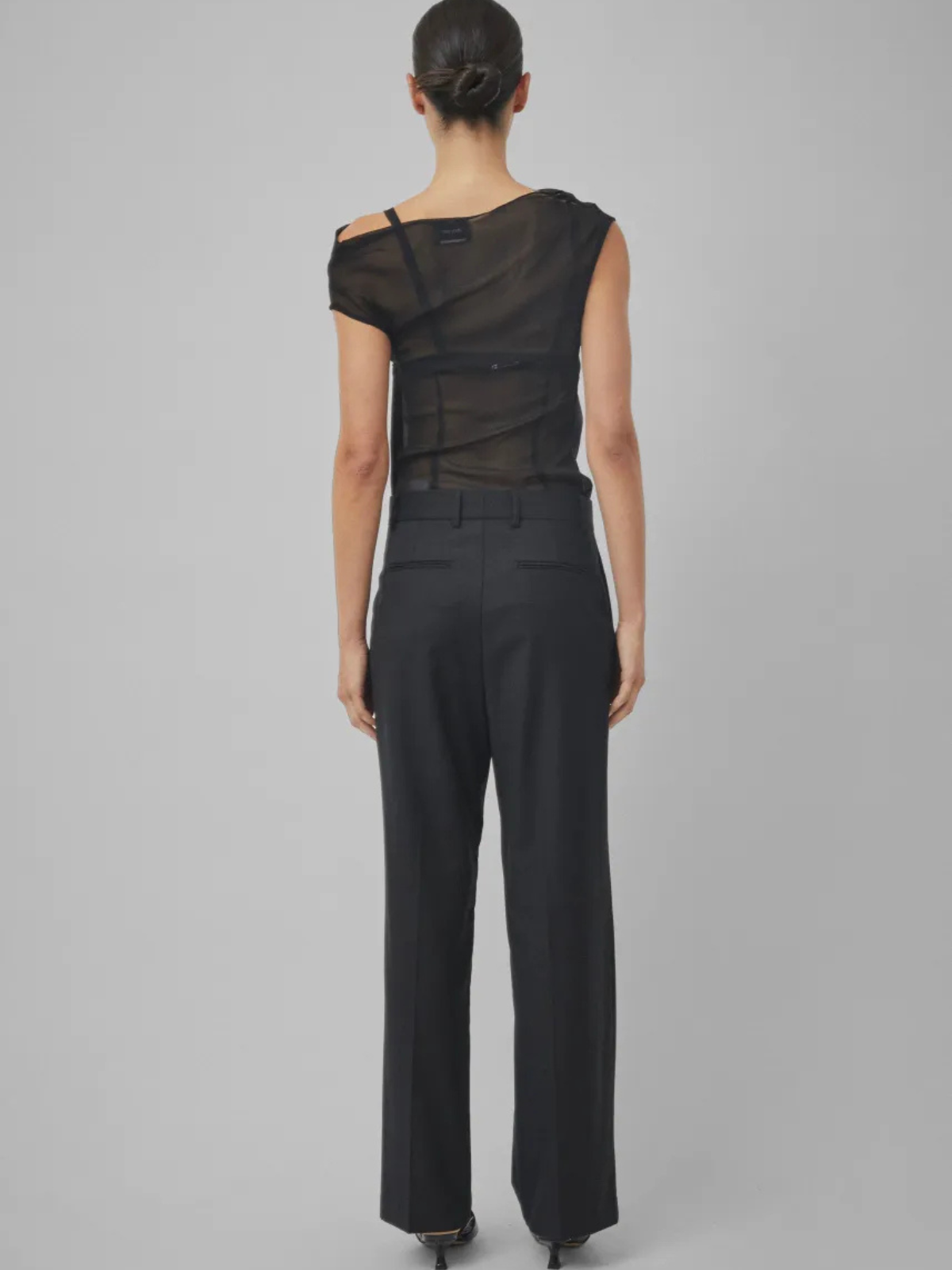 BEARE PARK Silk Georgette Off Shoulder Top Black
