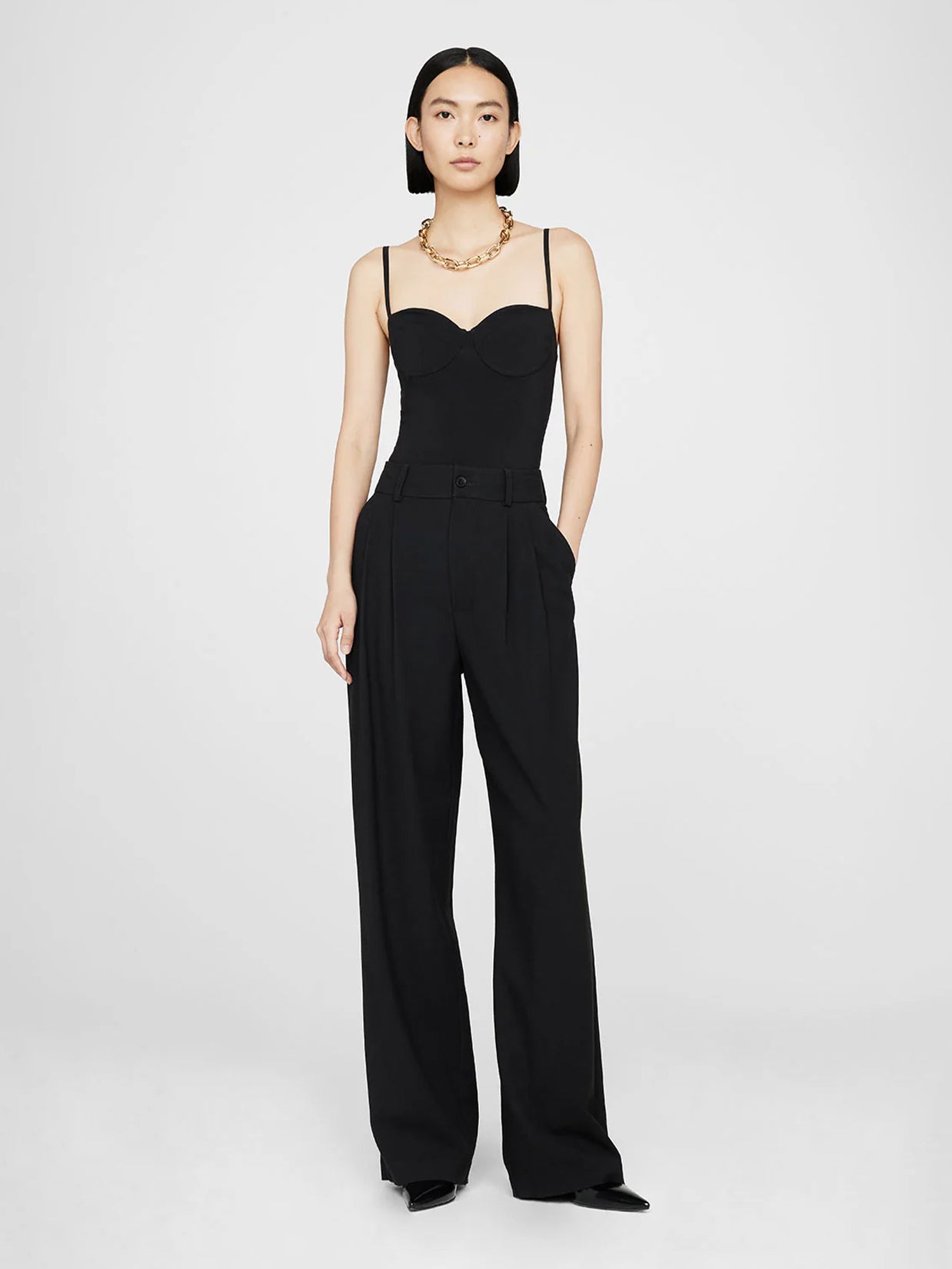 Anine Bing Carrie Pant Black Twill