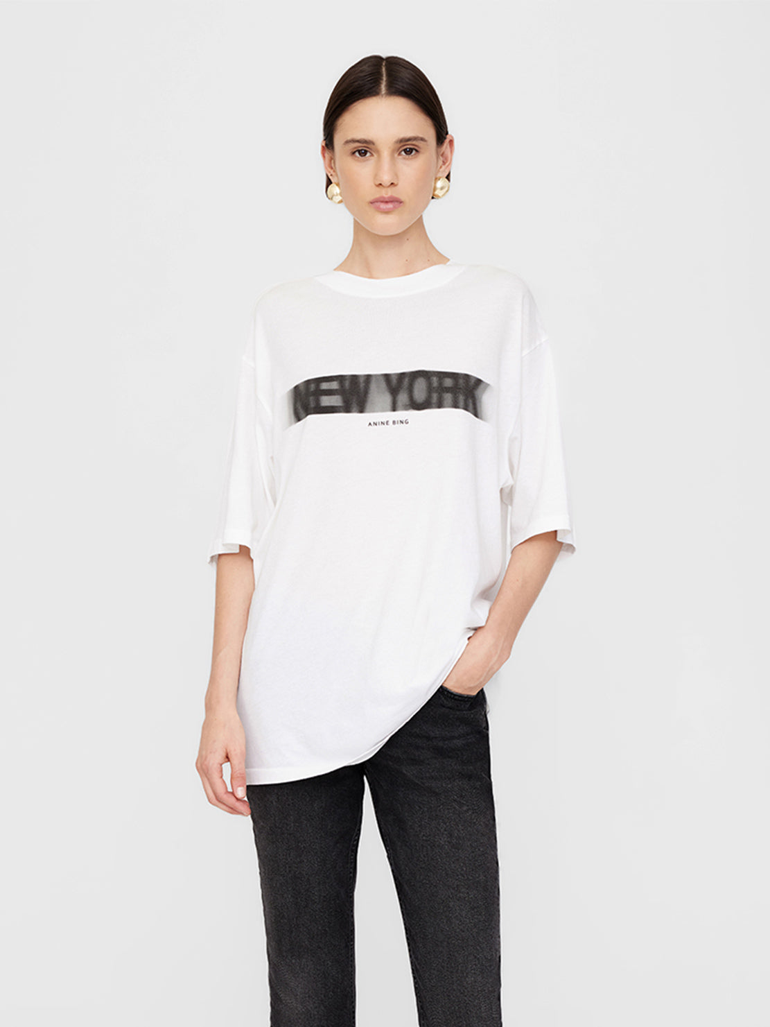 Anine Bing Cason Blur Tee Ivory