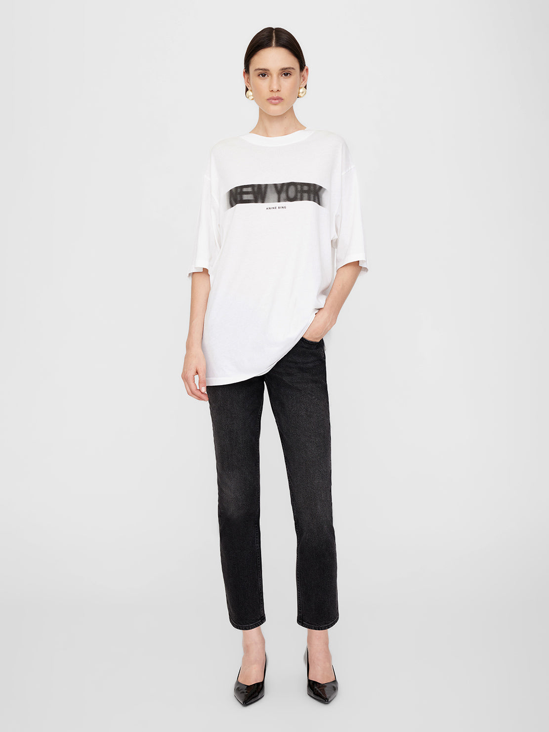 Anine Bing Cason Blur Tee Ivory