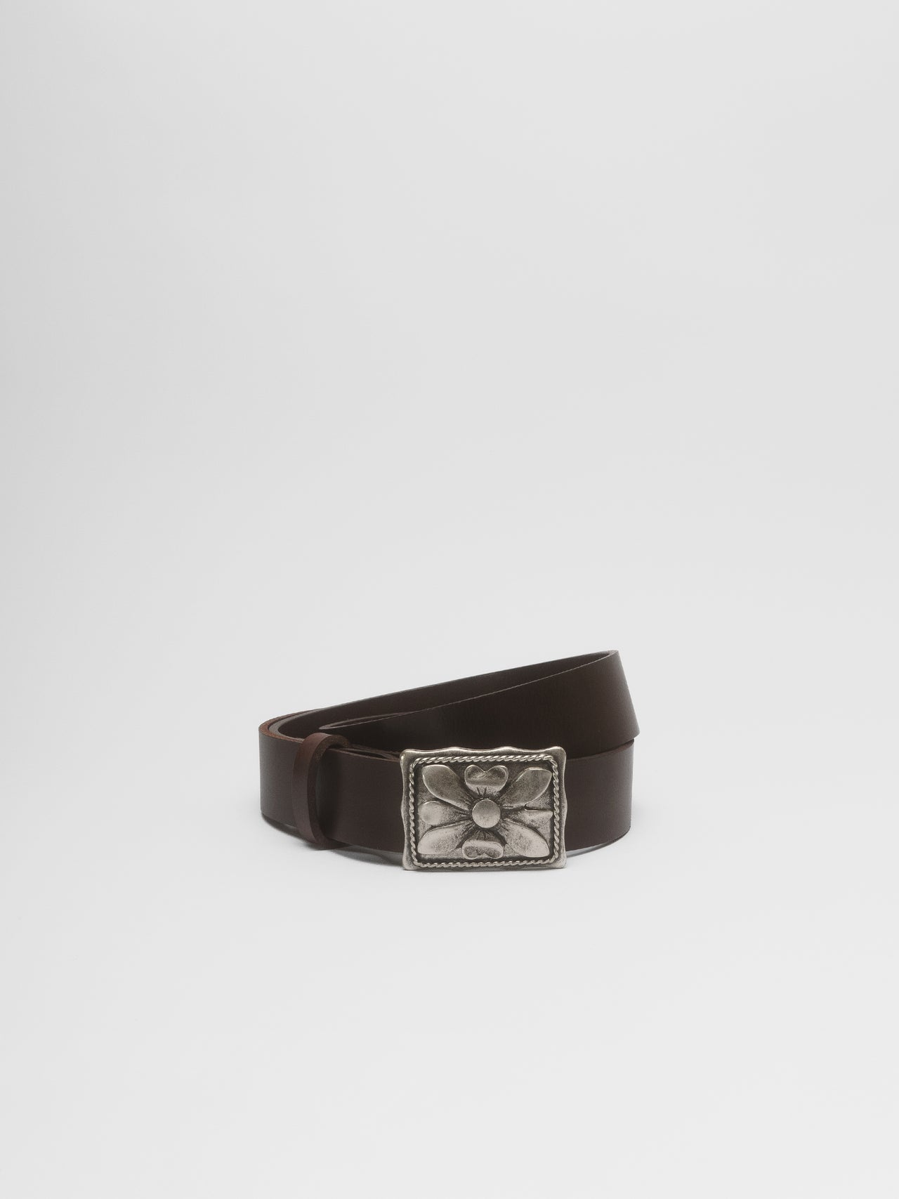 PIECES by The Lair Vintage Italian Buckle Burnished Belt 4 Chestnut XS-XL
