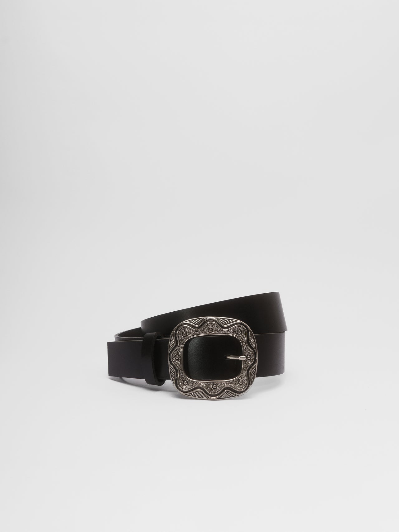 PIECES by The Lair Vintage Italian Buckle Burnished Belt 2 Black XS-XL