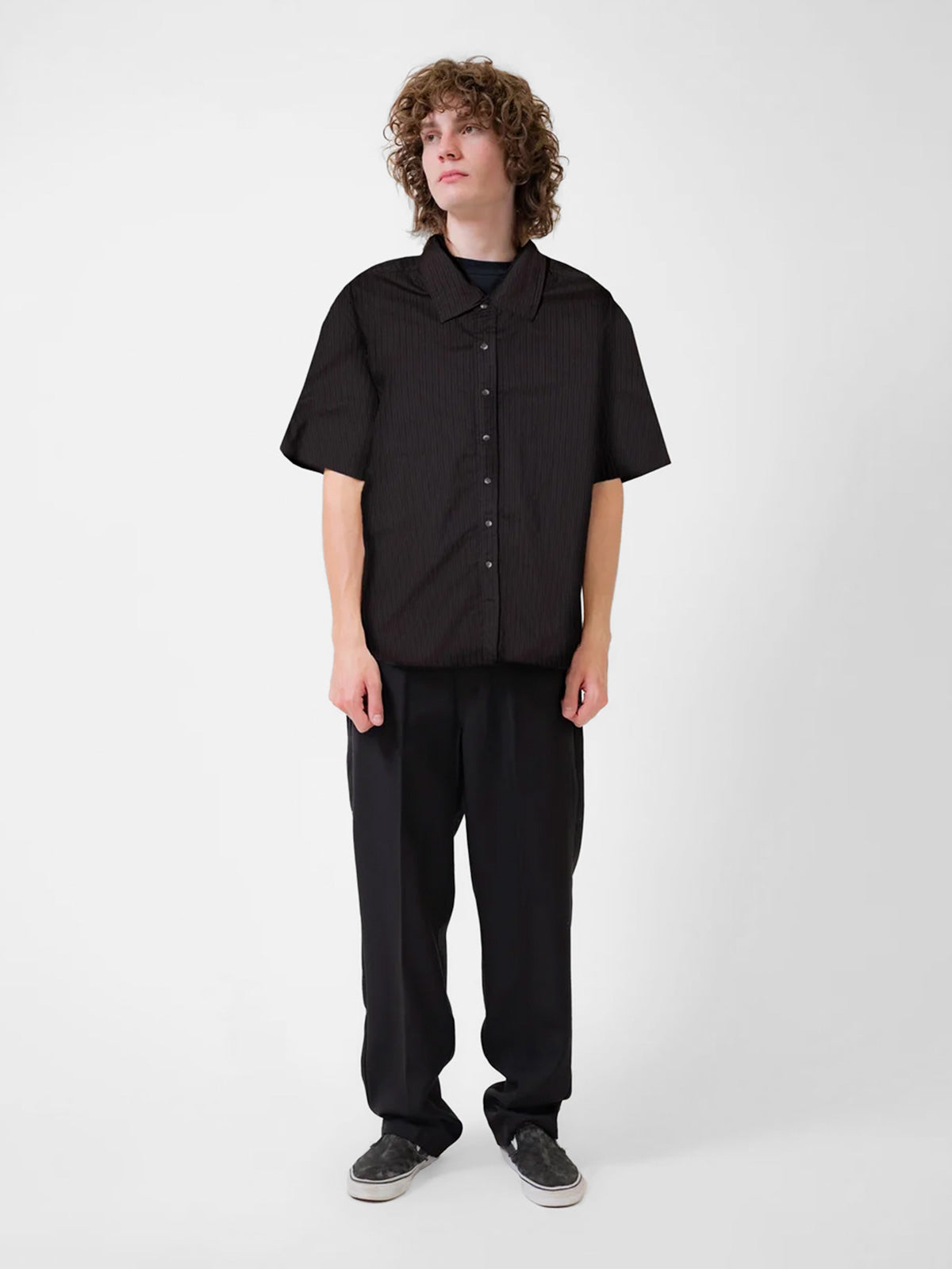 Beach Brains Big SS Shirt Black Pinstripe