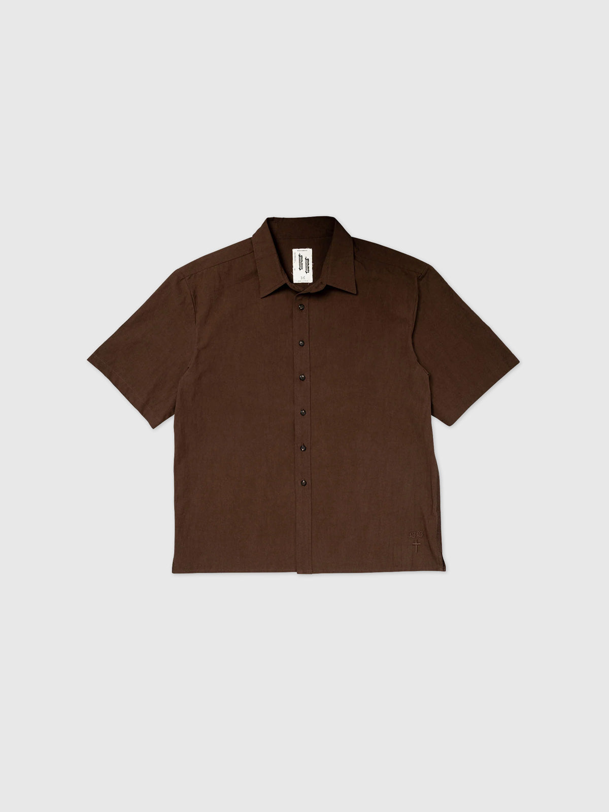 Beach Brains SS Oversized Business Shirt Brown