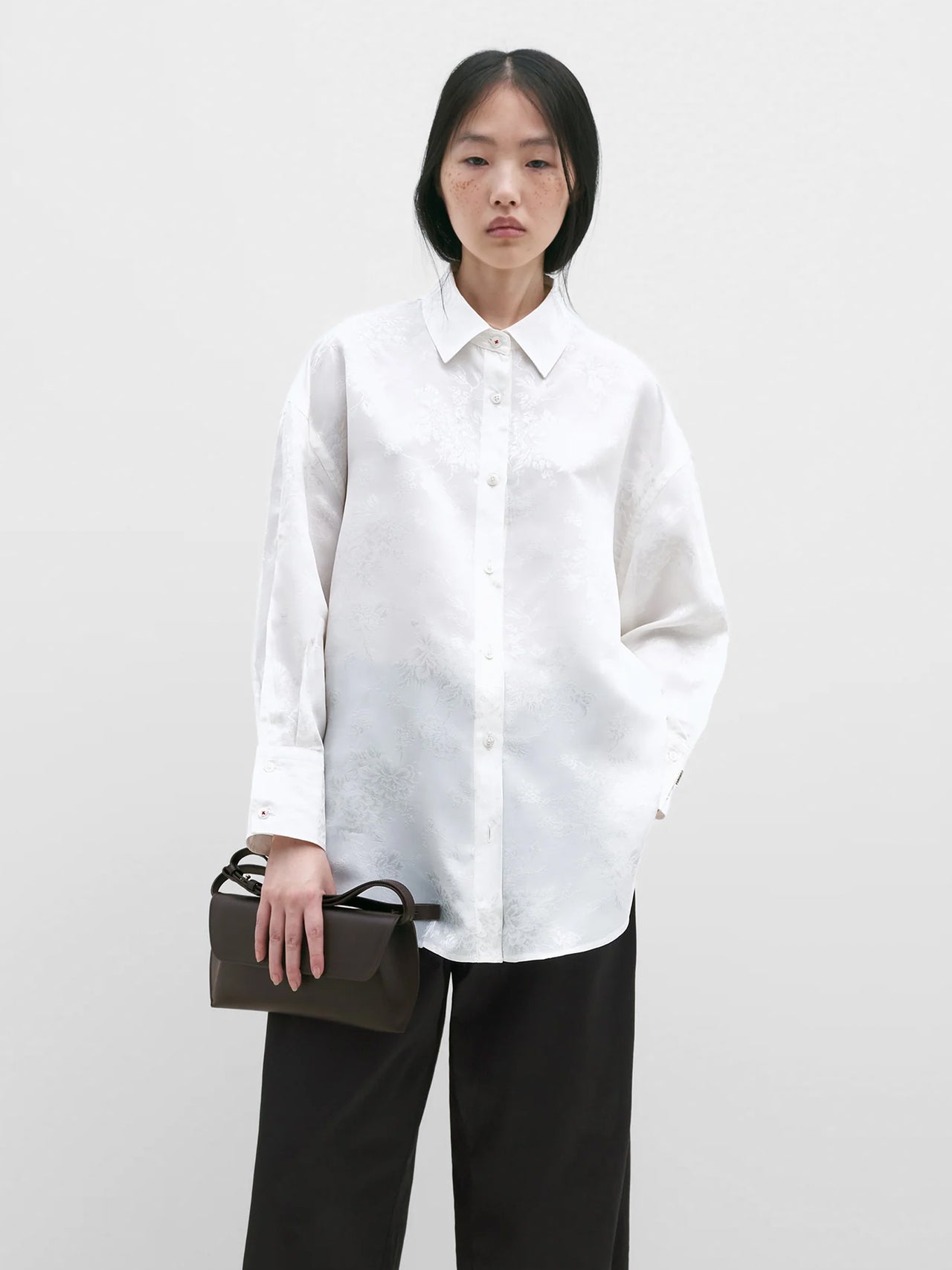 CORDERA Flower Jacquard Shirt White