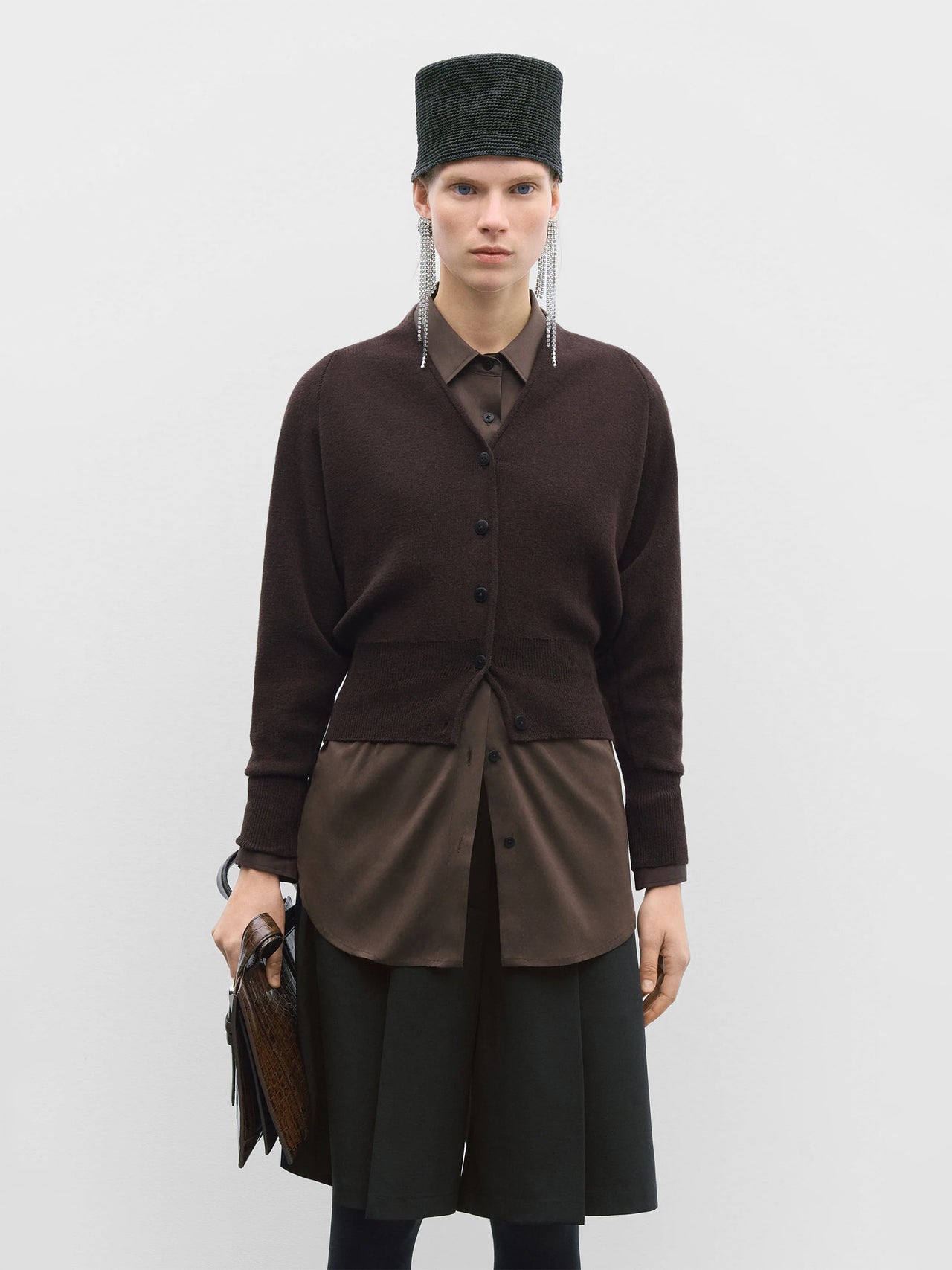 CORDERA Merino and Cashmere Cardigan Brown