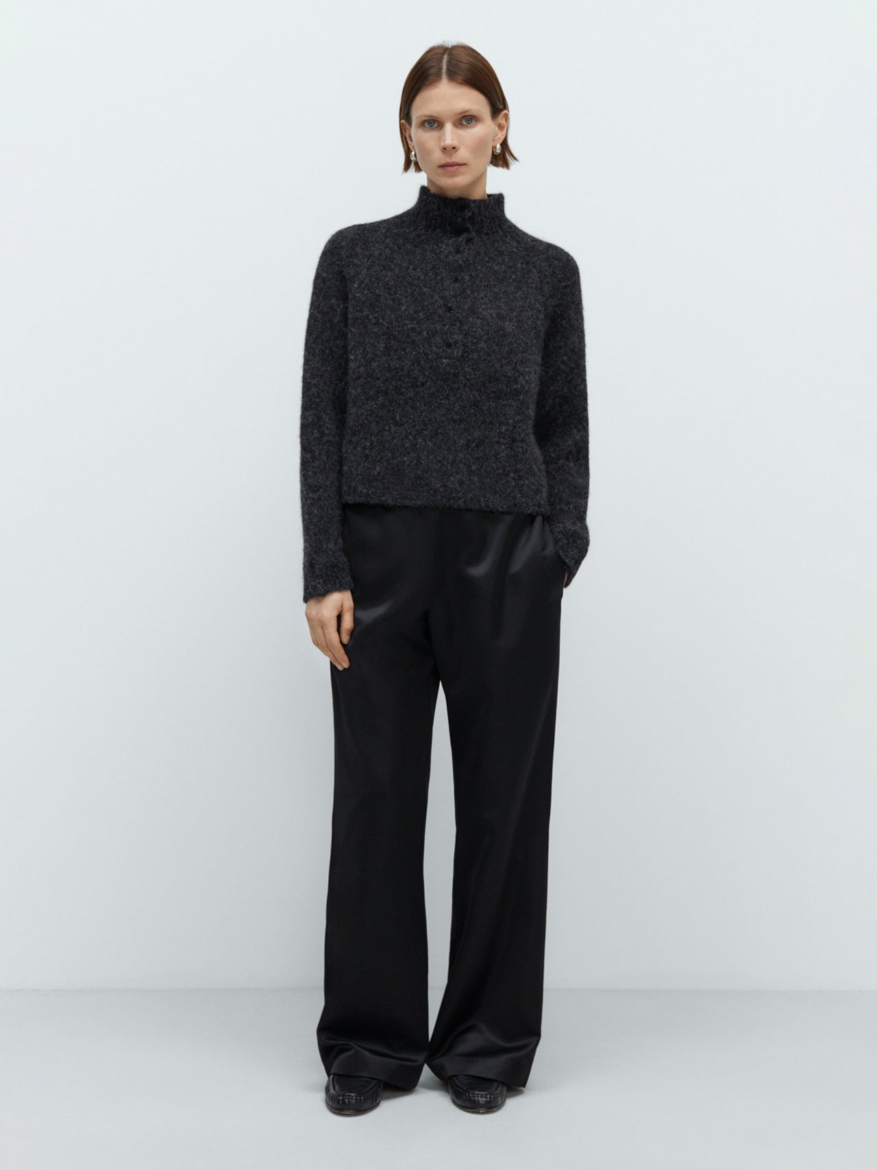 CORDERA Baby Alpaca Polo Sweater Anthracite
