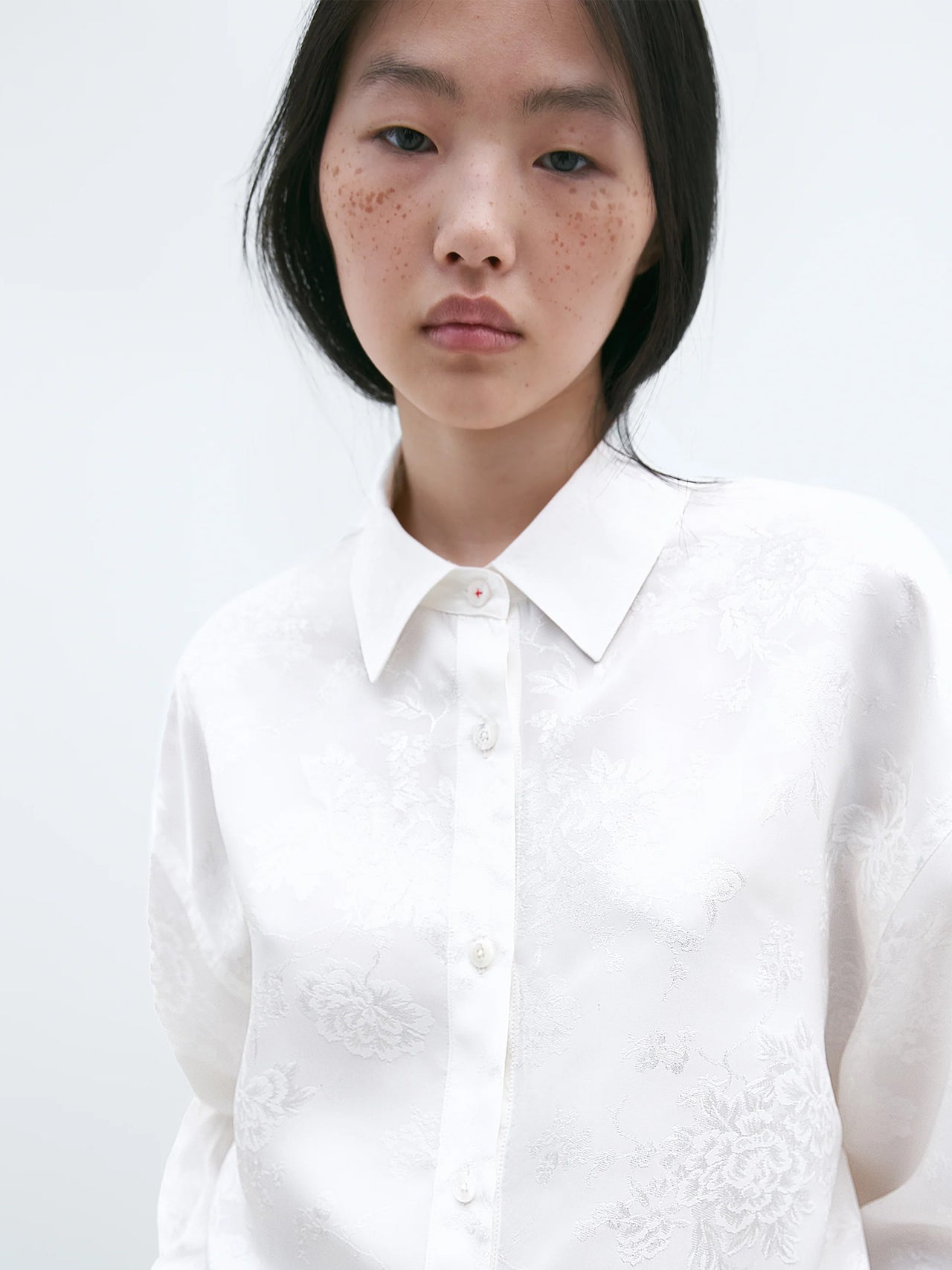 CORDERA Flower Jacquard Shirt White