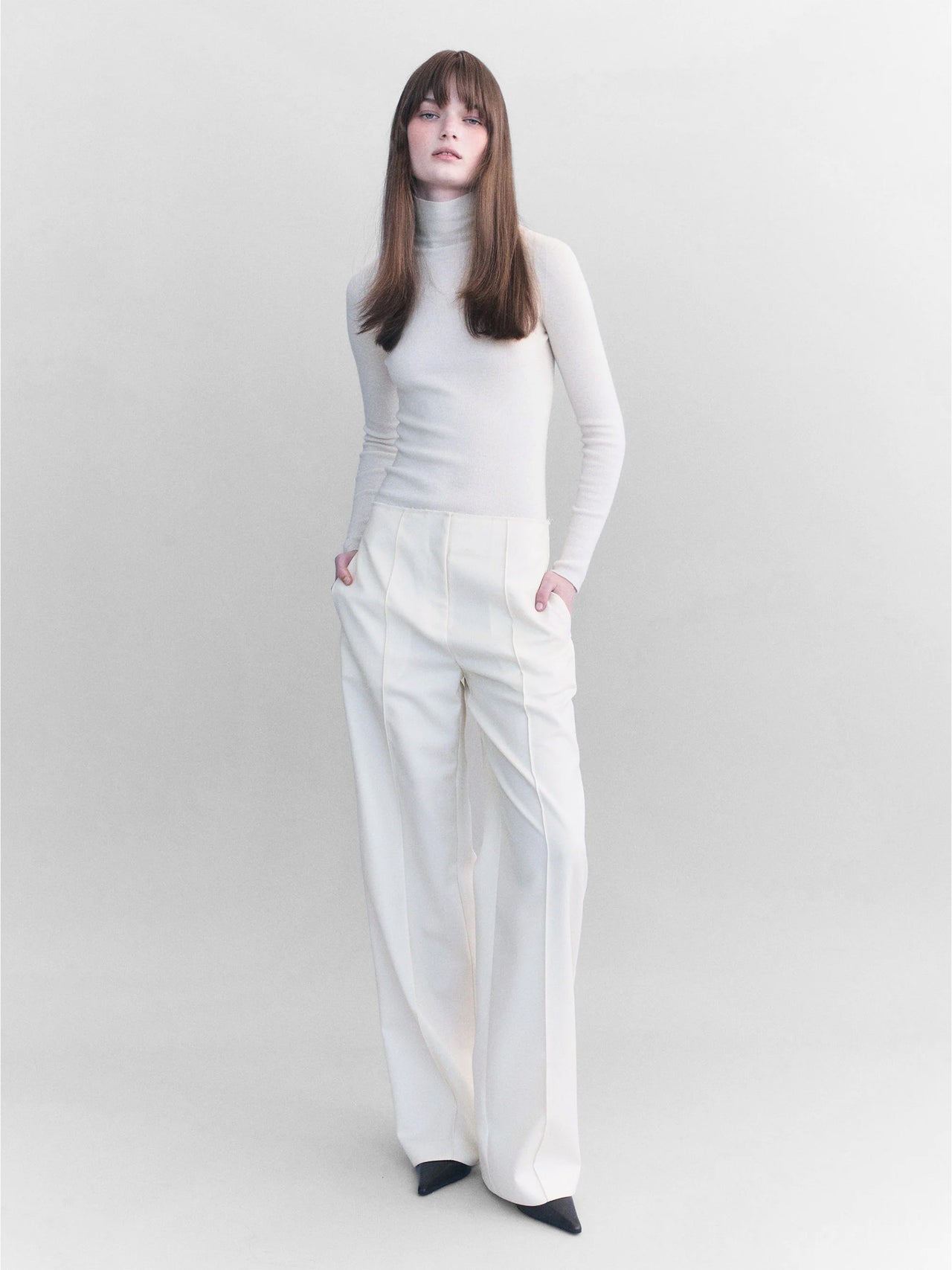 Courtney Zheng Leon Wool Raw Edge Pants Ivory