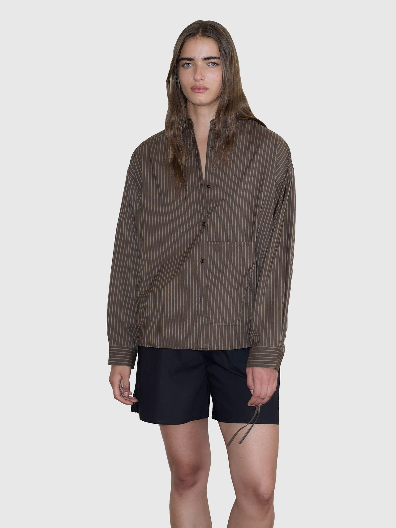 Deiji Studios Pocket Wool Shirt Sable Stripe