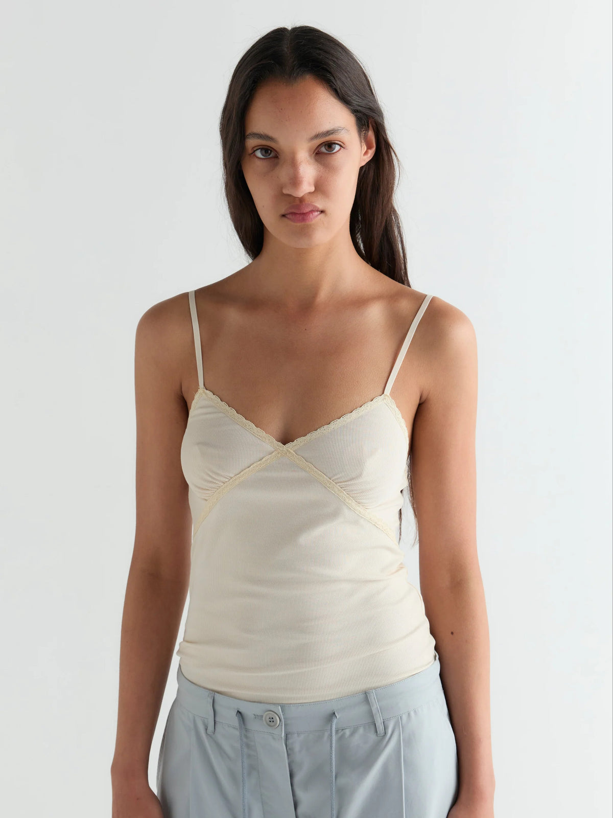Deiji Studios Lace Tank Off White