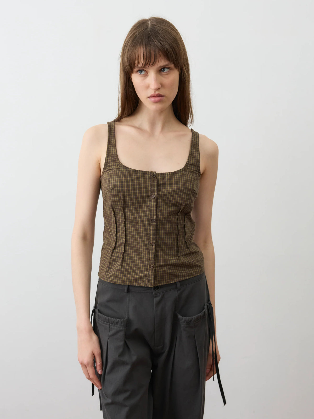 Deiji Studios Pintuck Cami Garden Check