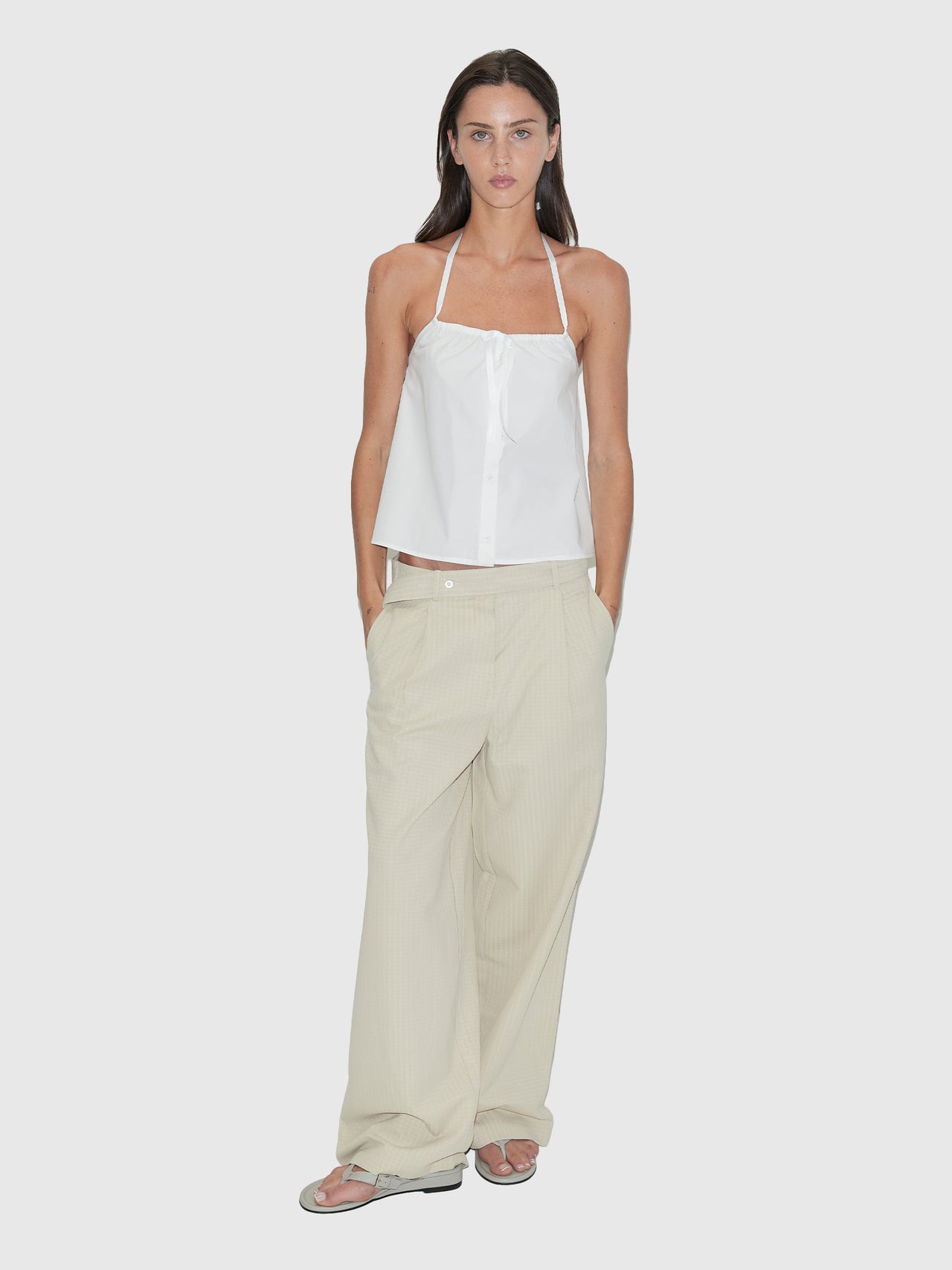 Deiji Studios Tab Belt Pant Beige Square