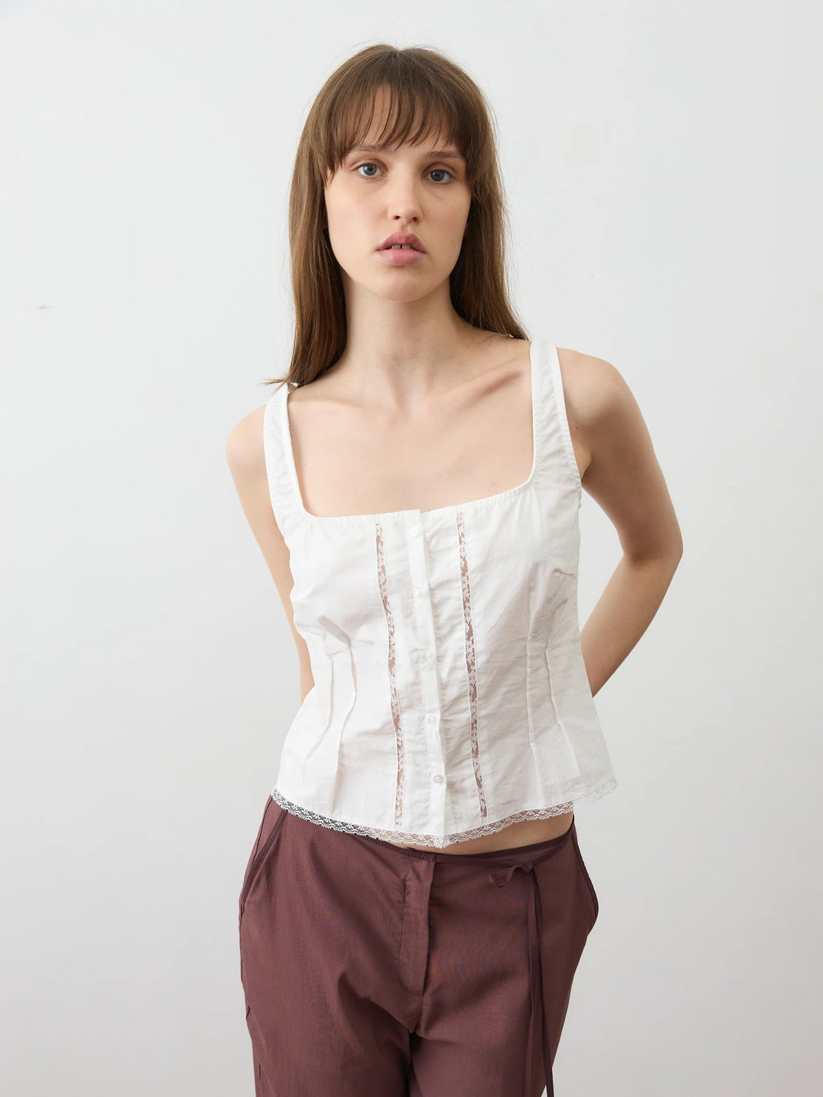 Deiji Studios Lace Cami White