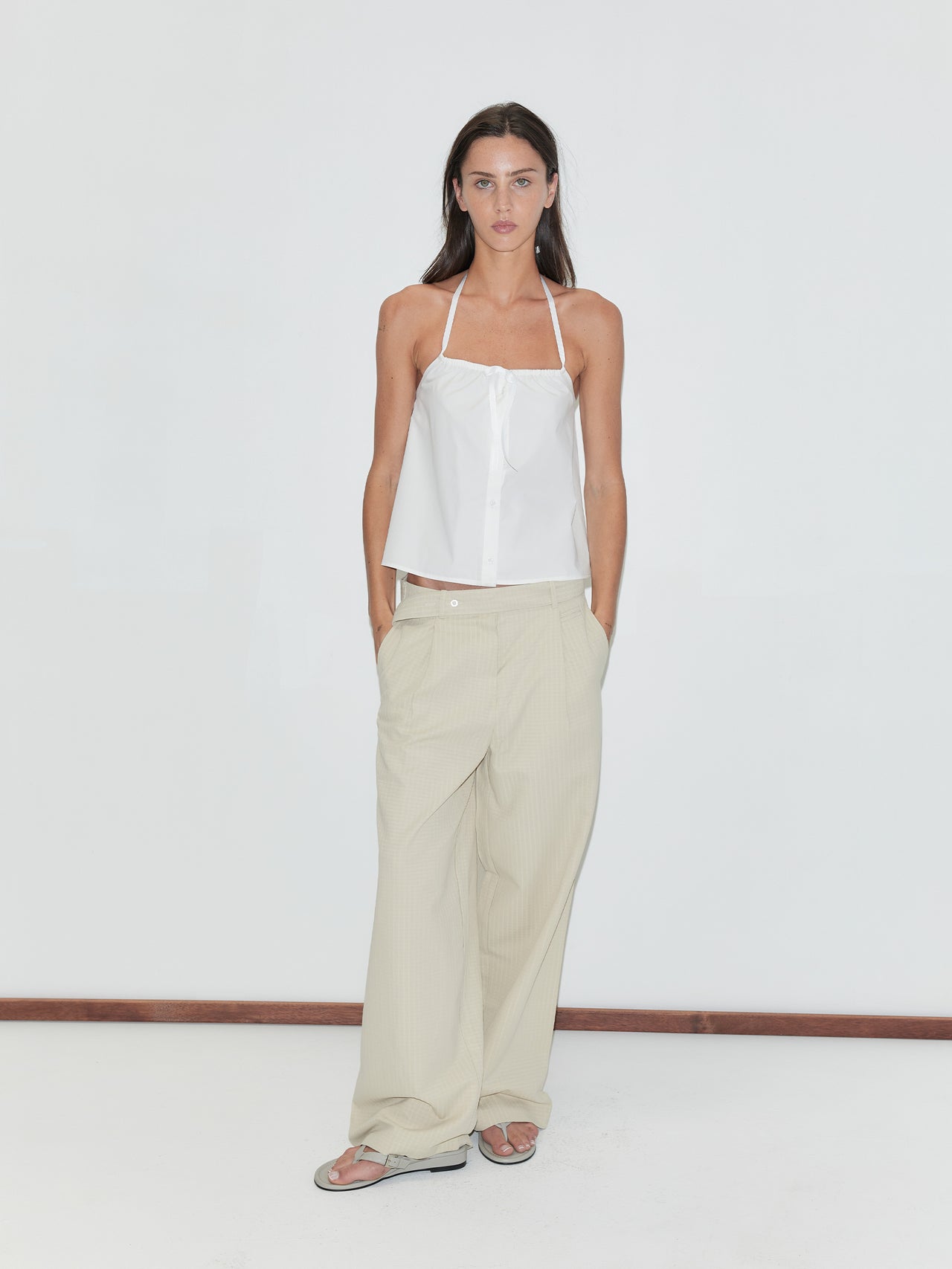 Deiji Studios Tab Belt Pant Beige Square