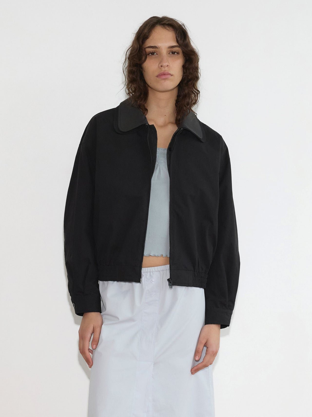 Deiji Studios Collared Zip Jacket Black Contrast