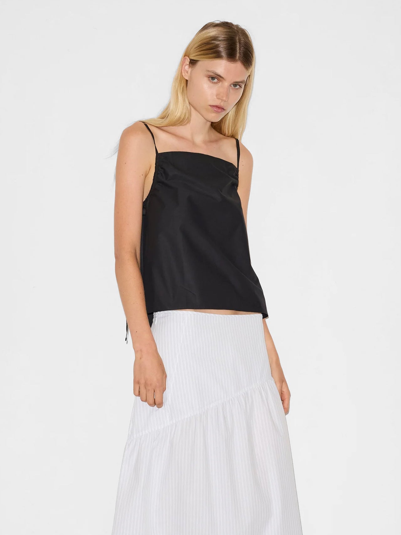 Deiji Studios Gathered Strap Top Black