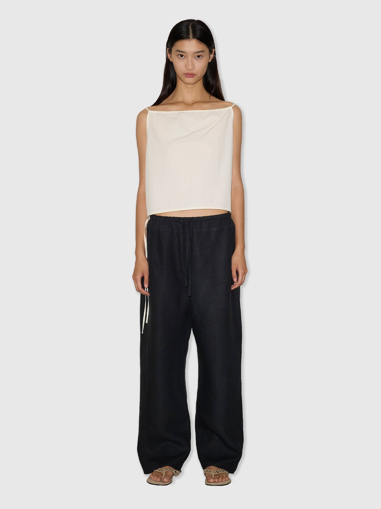 Deiji Studios Double Waist Linen Pant Black