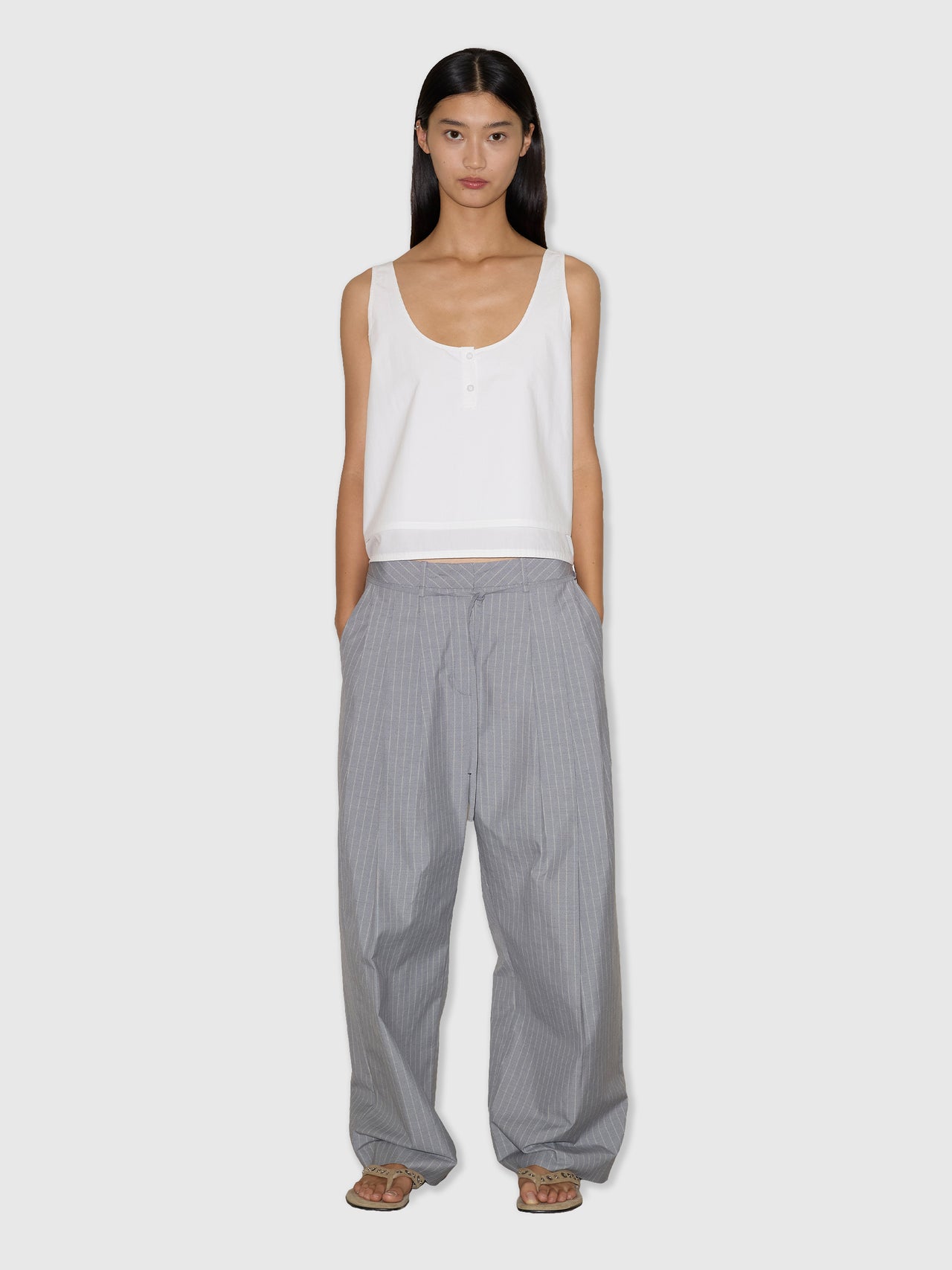 Deiji Studios Tri Pleat Pant Steel Stripe