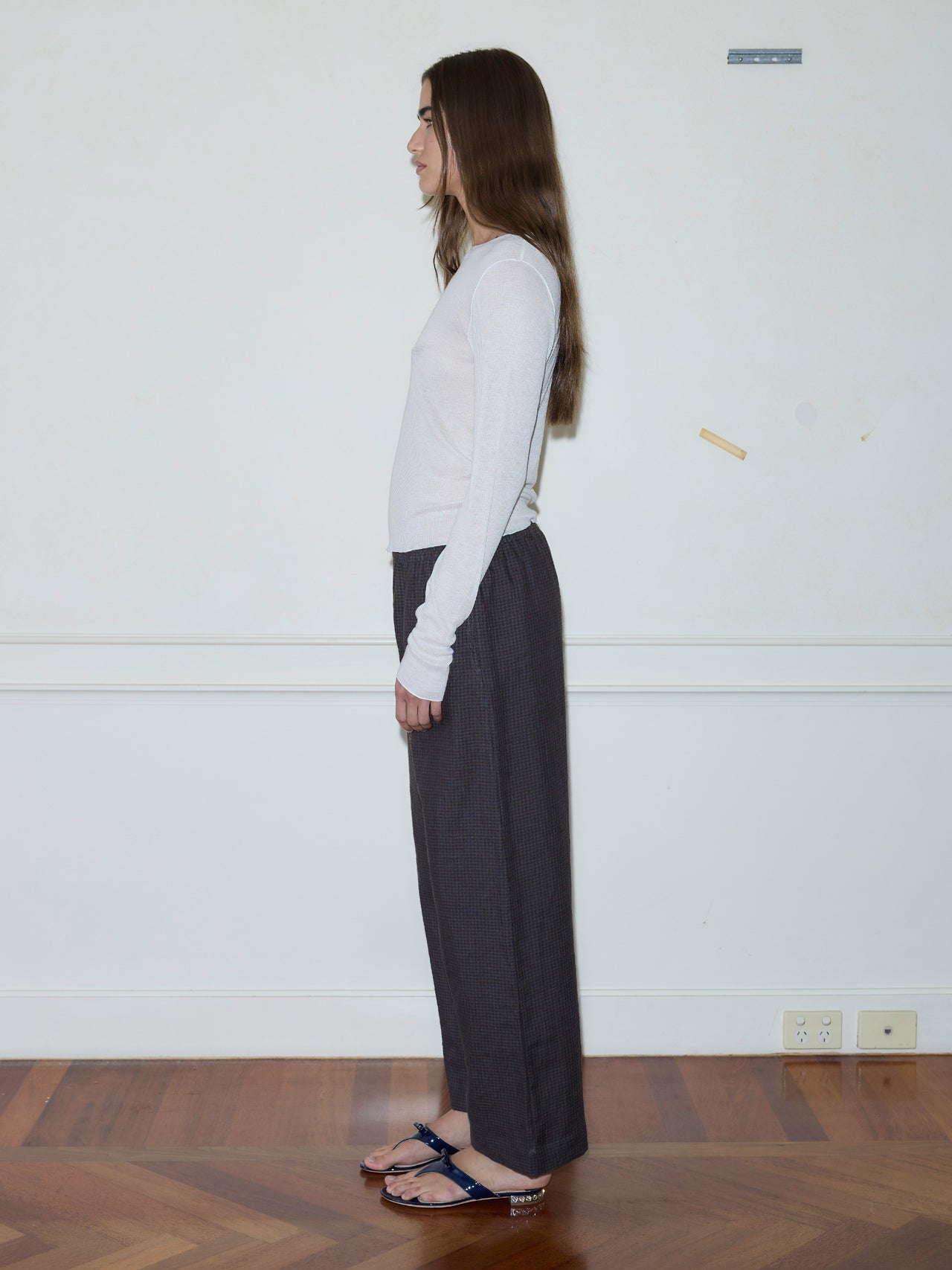 Deiji Studios Ease Trouser Slate Check