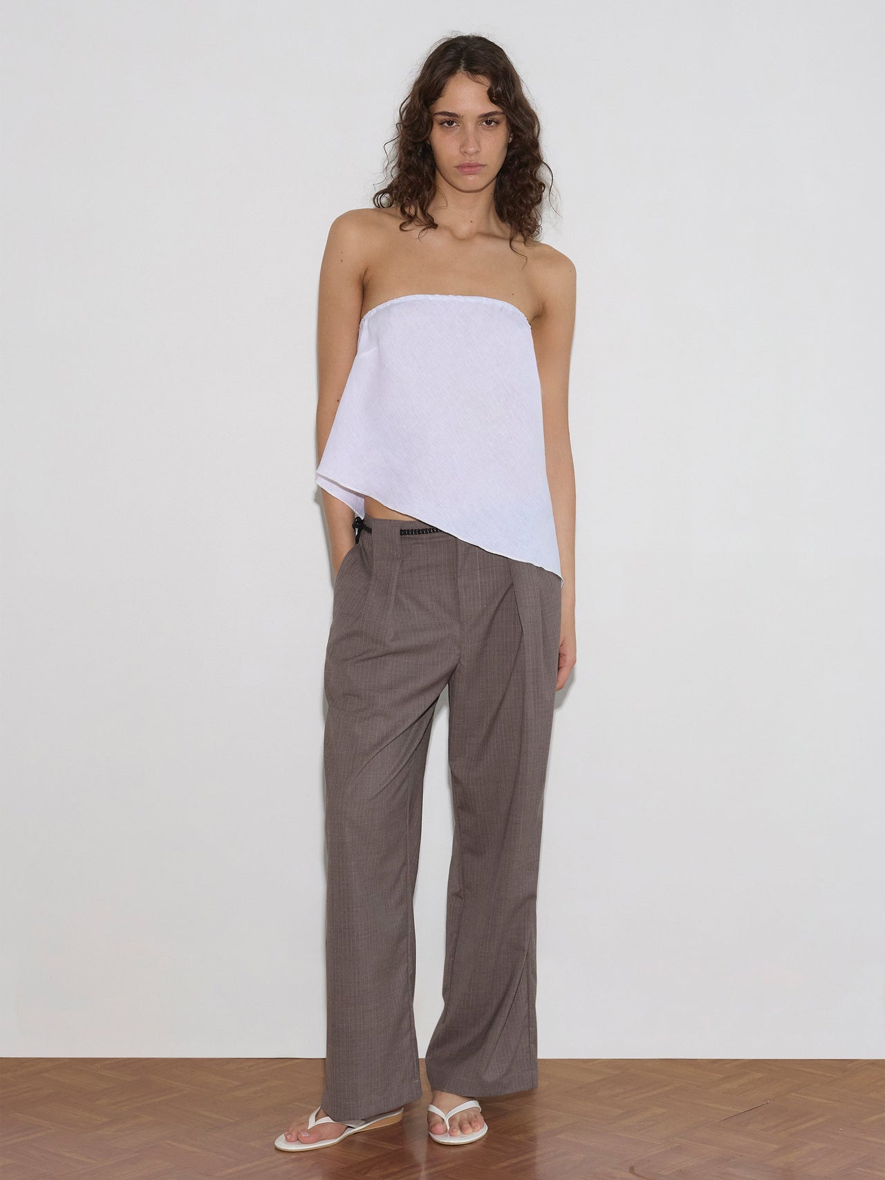 Deiji Studios Belt Loop Pant Grey Pink Stripe