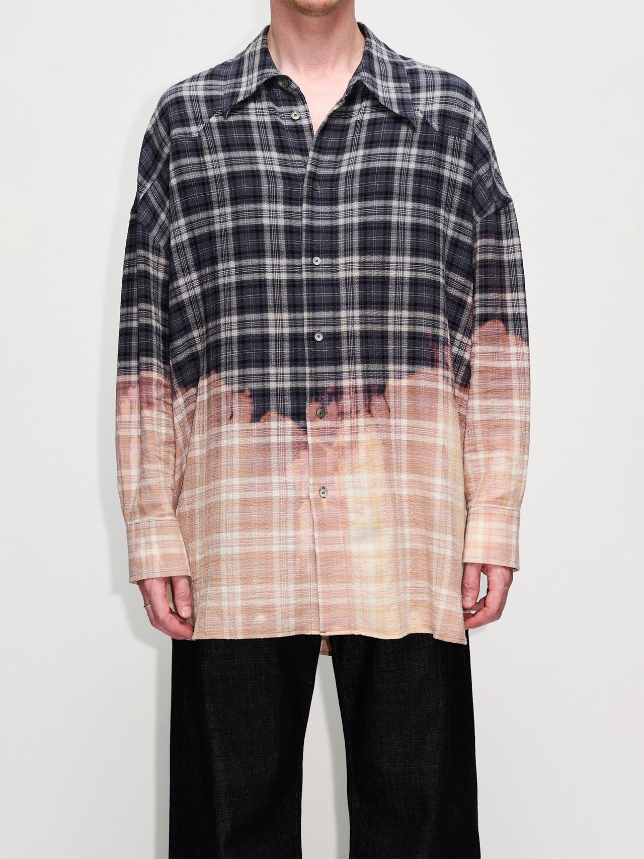 HOPE Overgrown Shirt Bleached Away Black Check