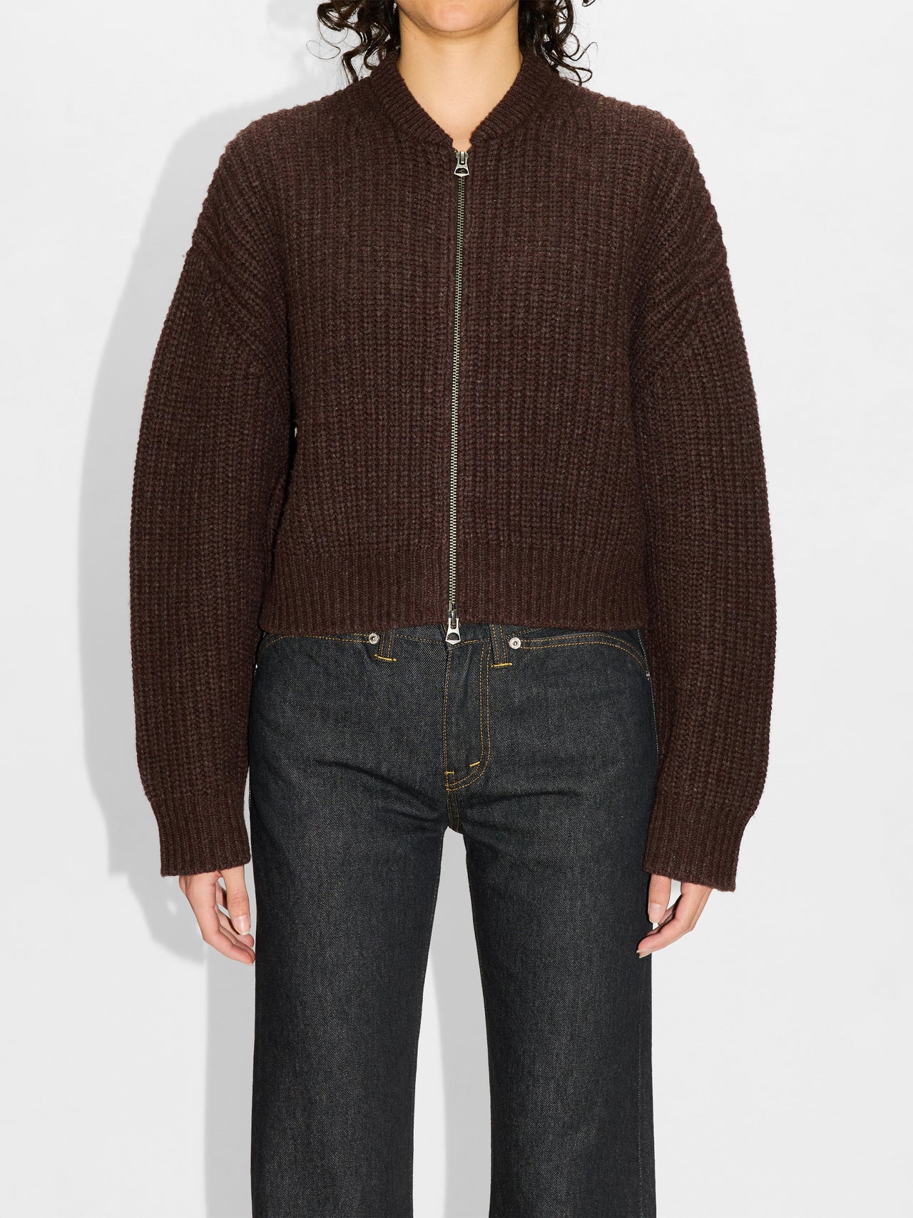 HOPE Red Earth Melange Wool Bomber Cardigan