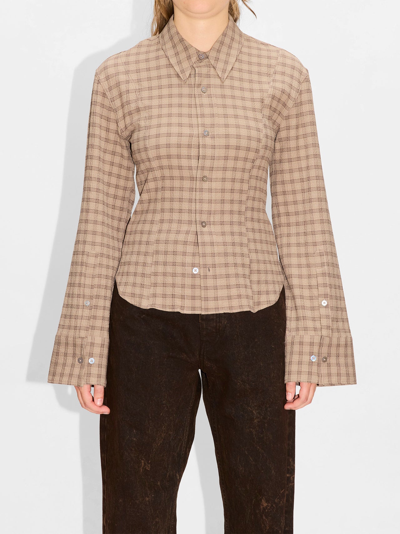 HOPE Shape Shirt Beige Check