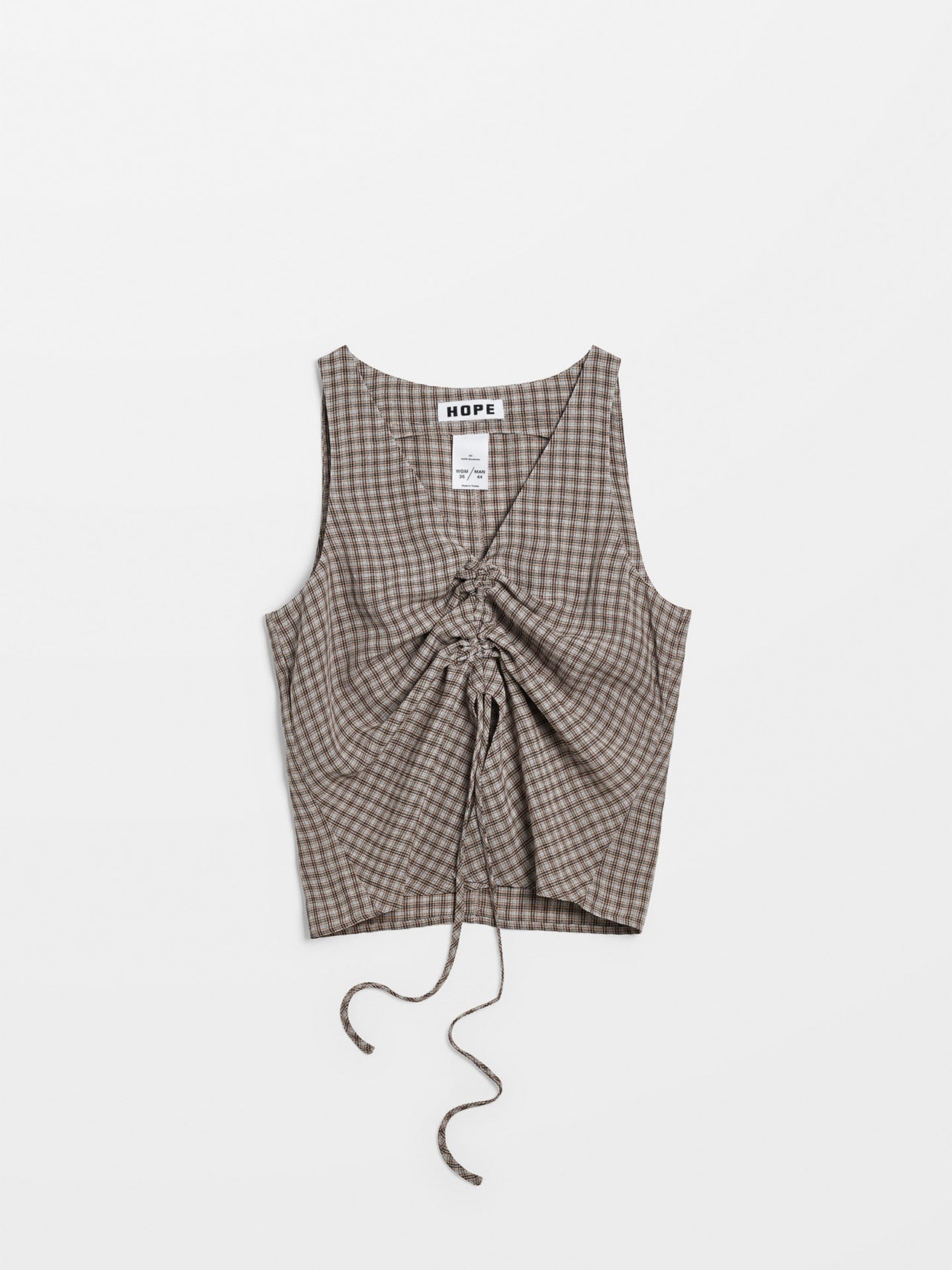 HOPE East Top Soft Grey Check