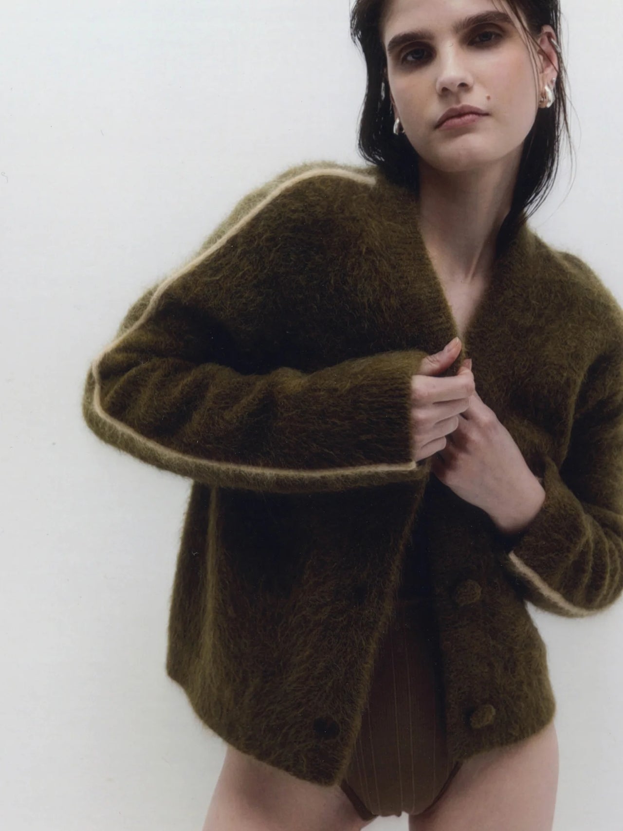 NAGNATA Brushed Alpaca Cardigan Moss
